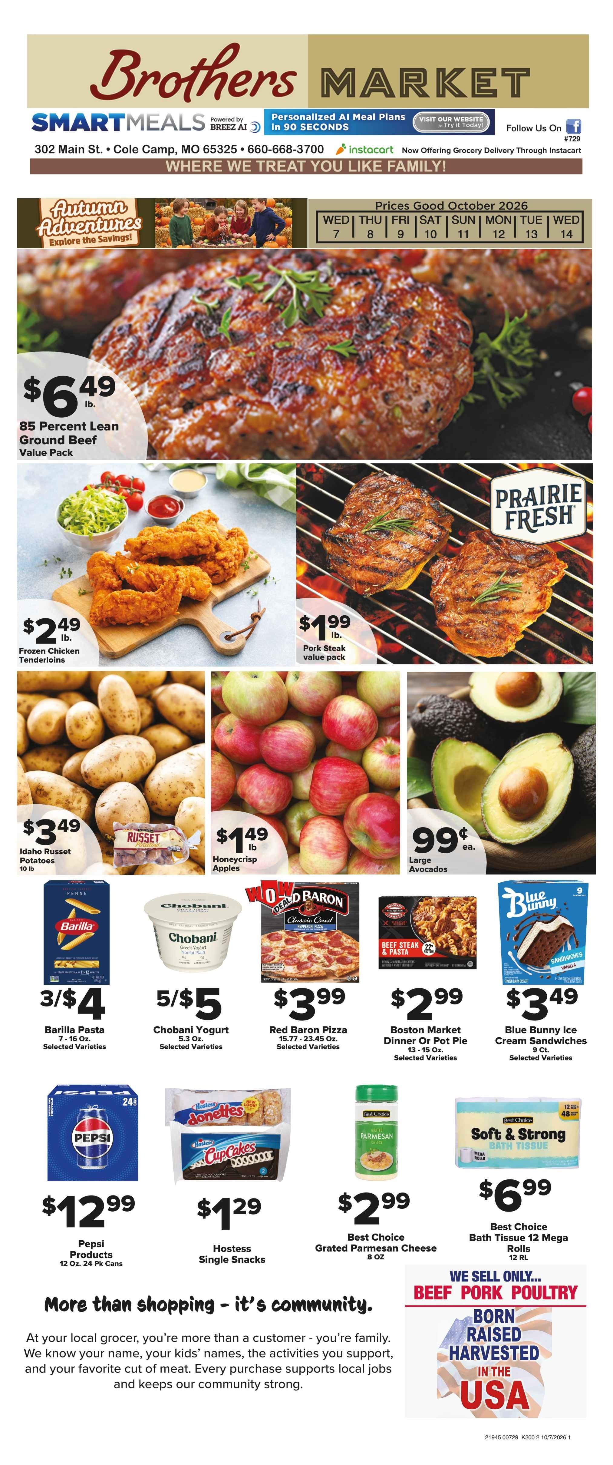 Brothers Market (Cole Camp, MO) Weekly Ad October 7 - 14, 2026