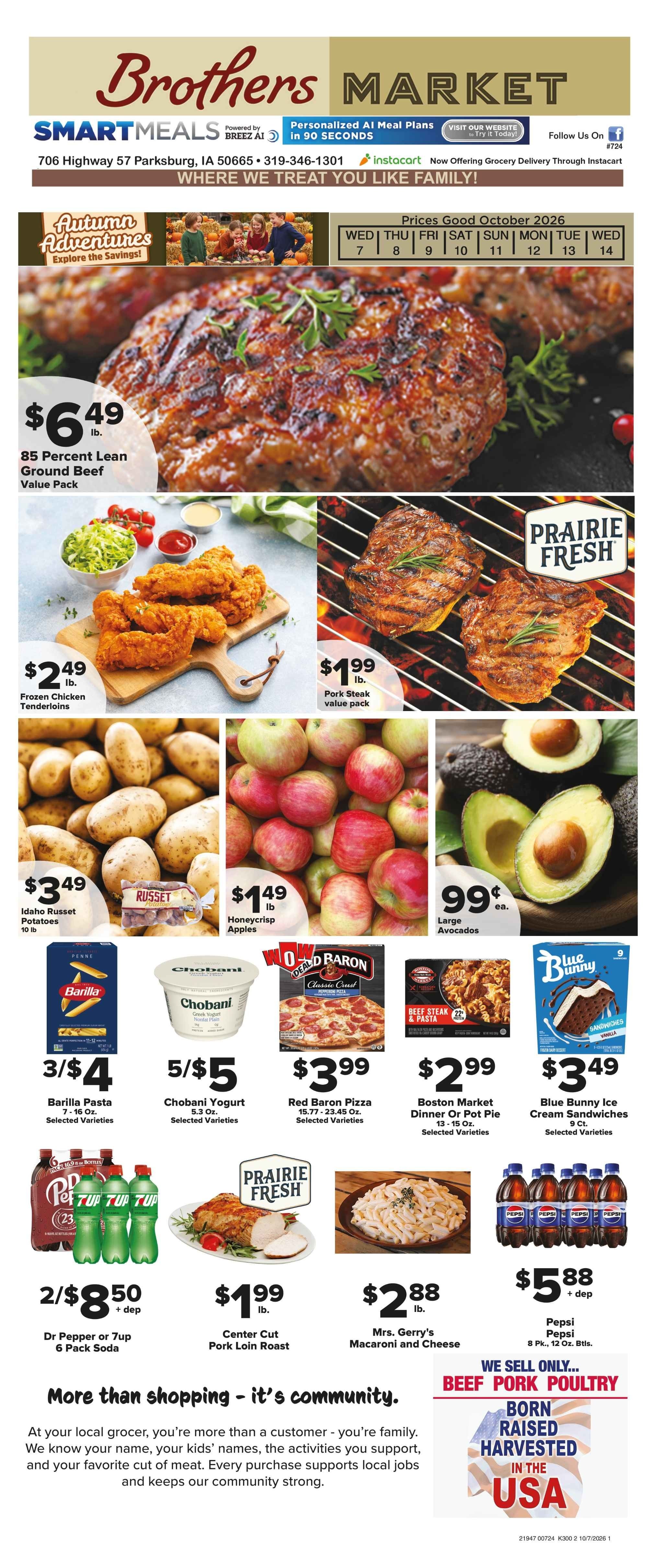 Brothers Market (Parkersburg, IA) Weekly Ad October 7 - 14, 2026