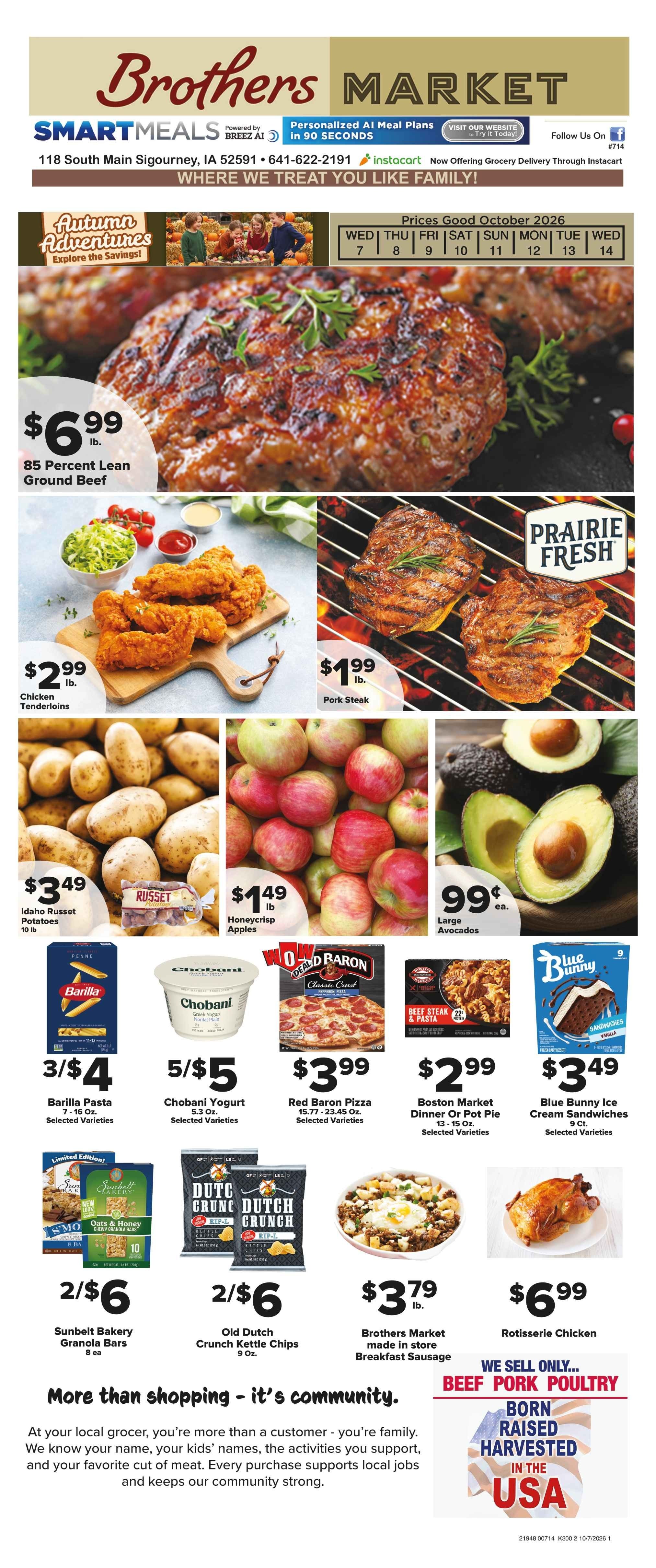 Brothers Market (Sigourney, IA) Weekly Ad October 7 - 14, 2026