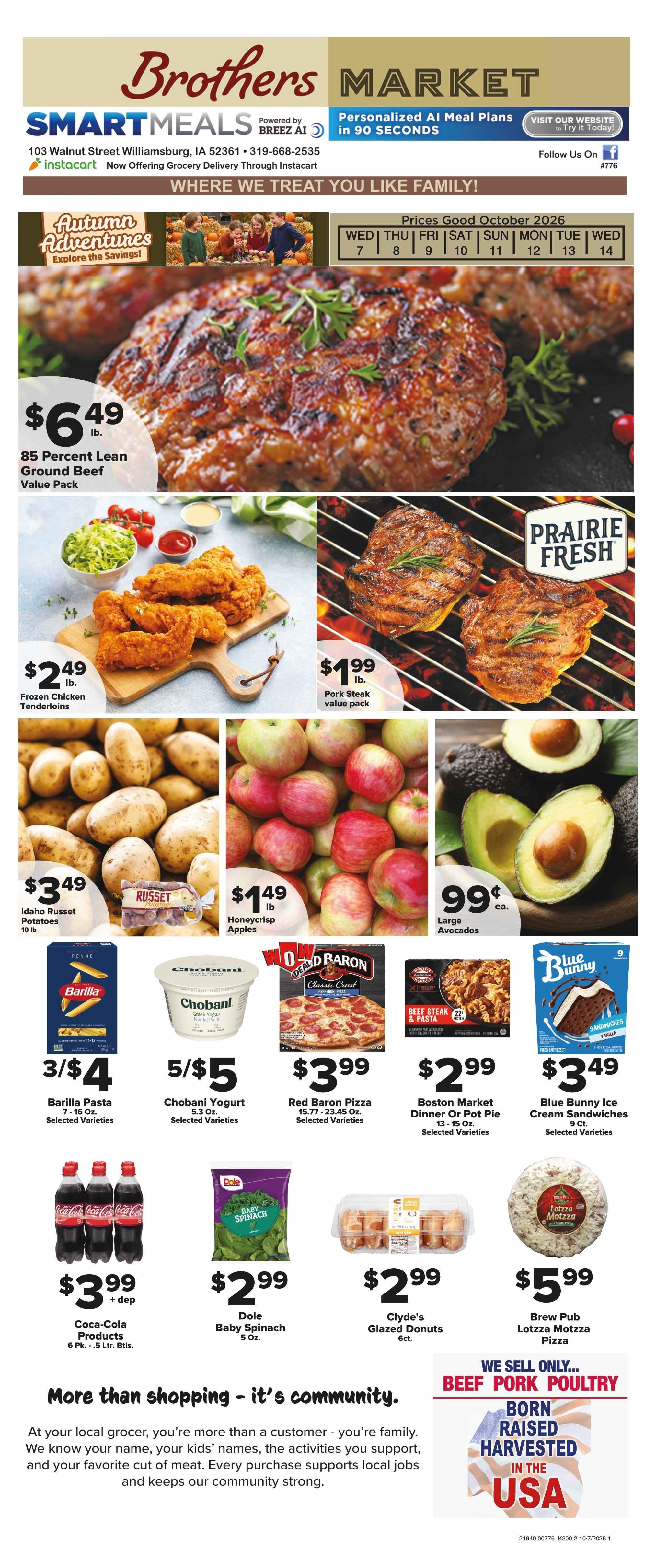 Brothers Market (Williamsburg, IA) Weekly Ad October 7 - 14, 2026