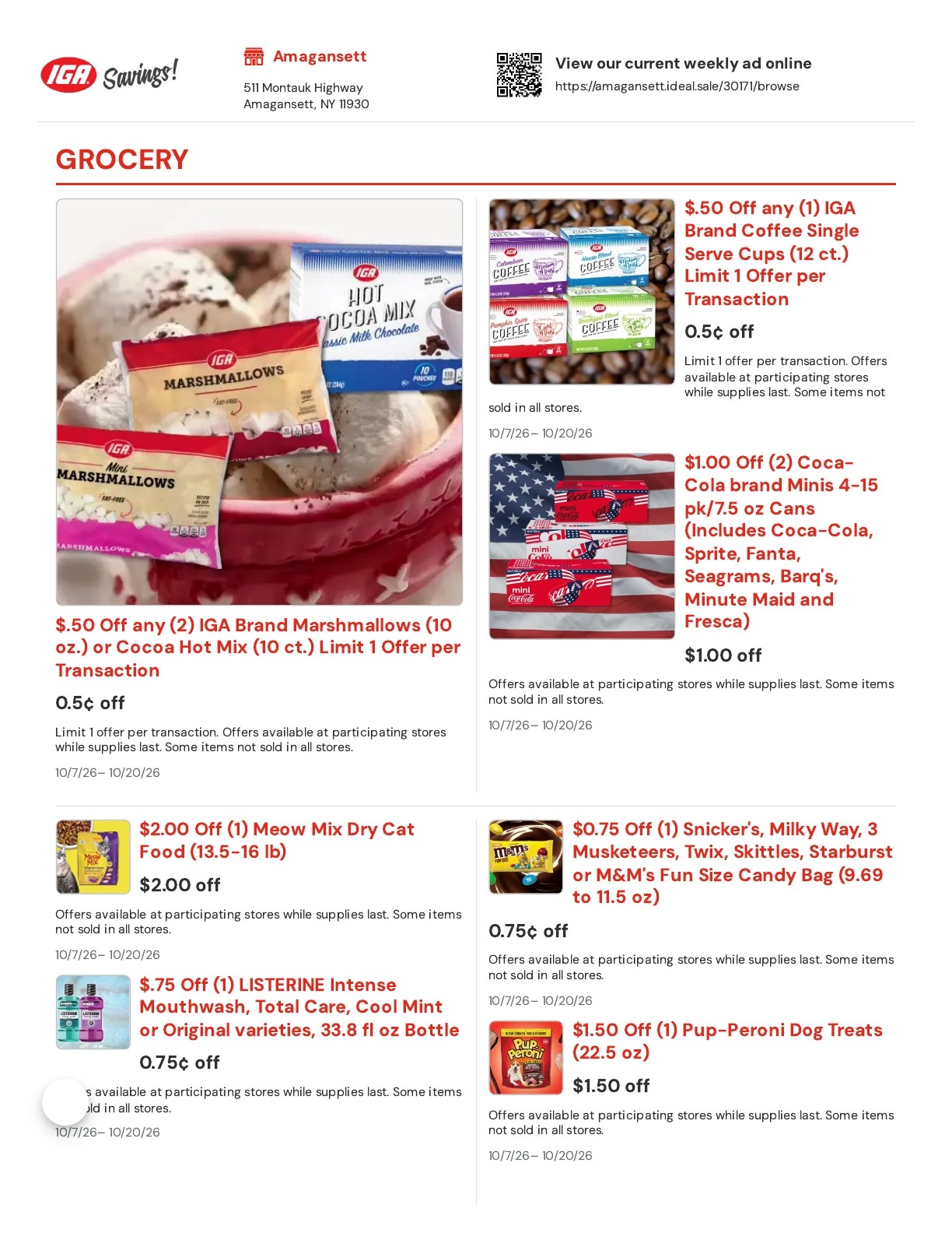Amagansett IGA Weekly Ad October 7 - 20, 2026