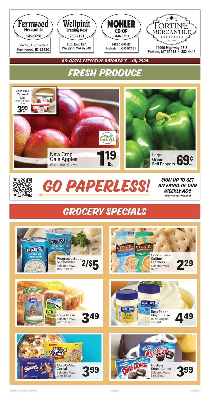 Fortine Mercantile Weekly Ad October 7 - 13, 2026