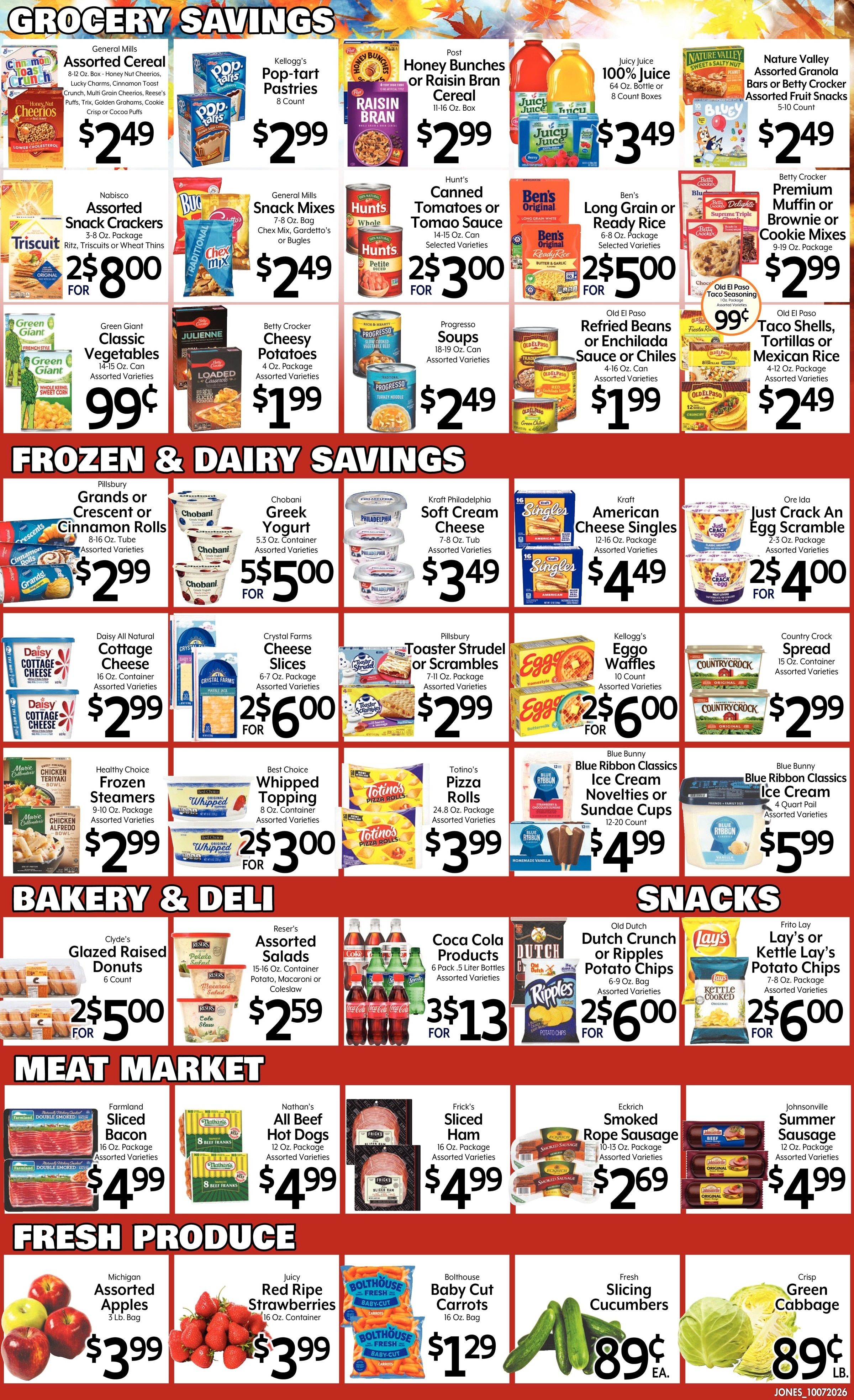 Jones' Food Center HOT BUYS!! Weekly Ad October 7 - 13, 2026