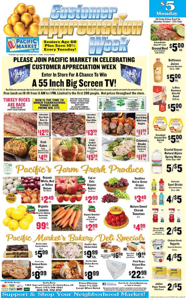 Pacific Market (Santa Rosa, CA) Weekly Ad October 7 - 13, 2026