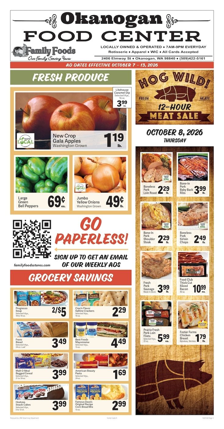 Okanogan Food Center Weekly Ad October 7 - 13, 2026