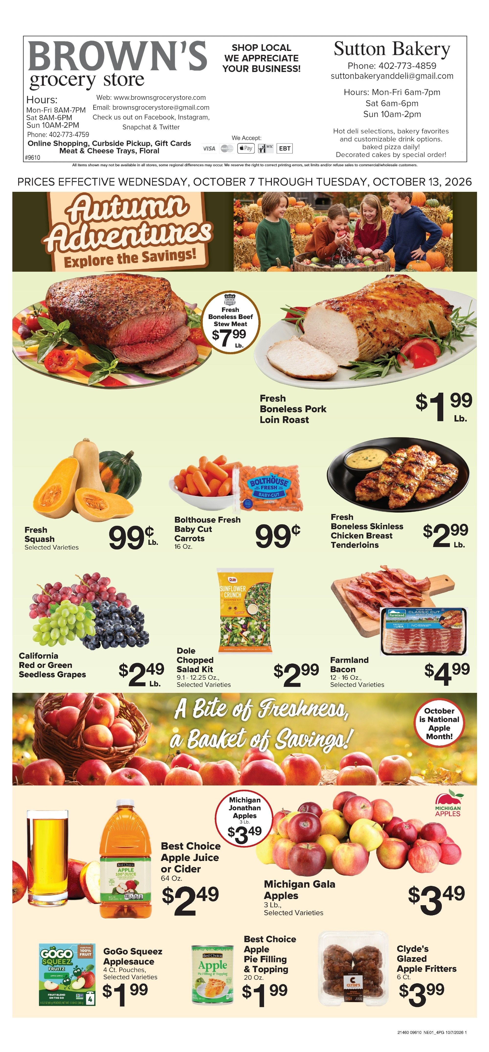 Brown's Grocery Store Weekly Ad October 7 - 13, 2026