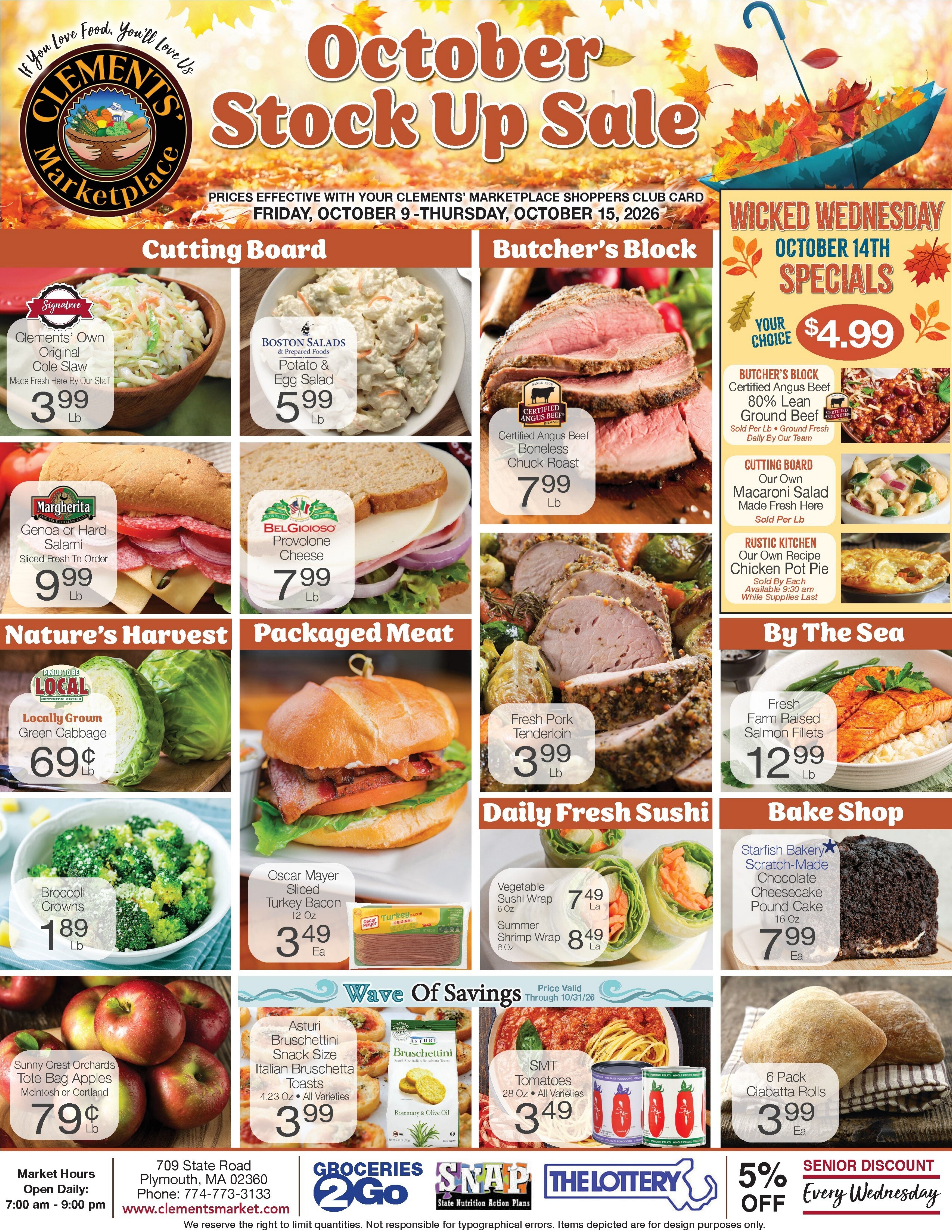 Clements' Marketplace (Plymouth, MA) Weekly Ad October 9 - 15, 2026