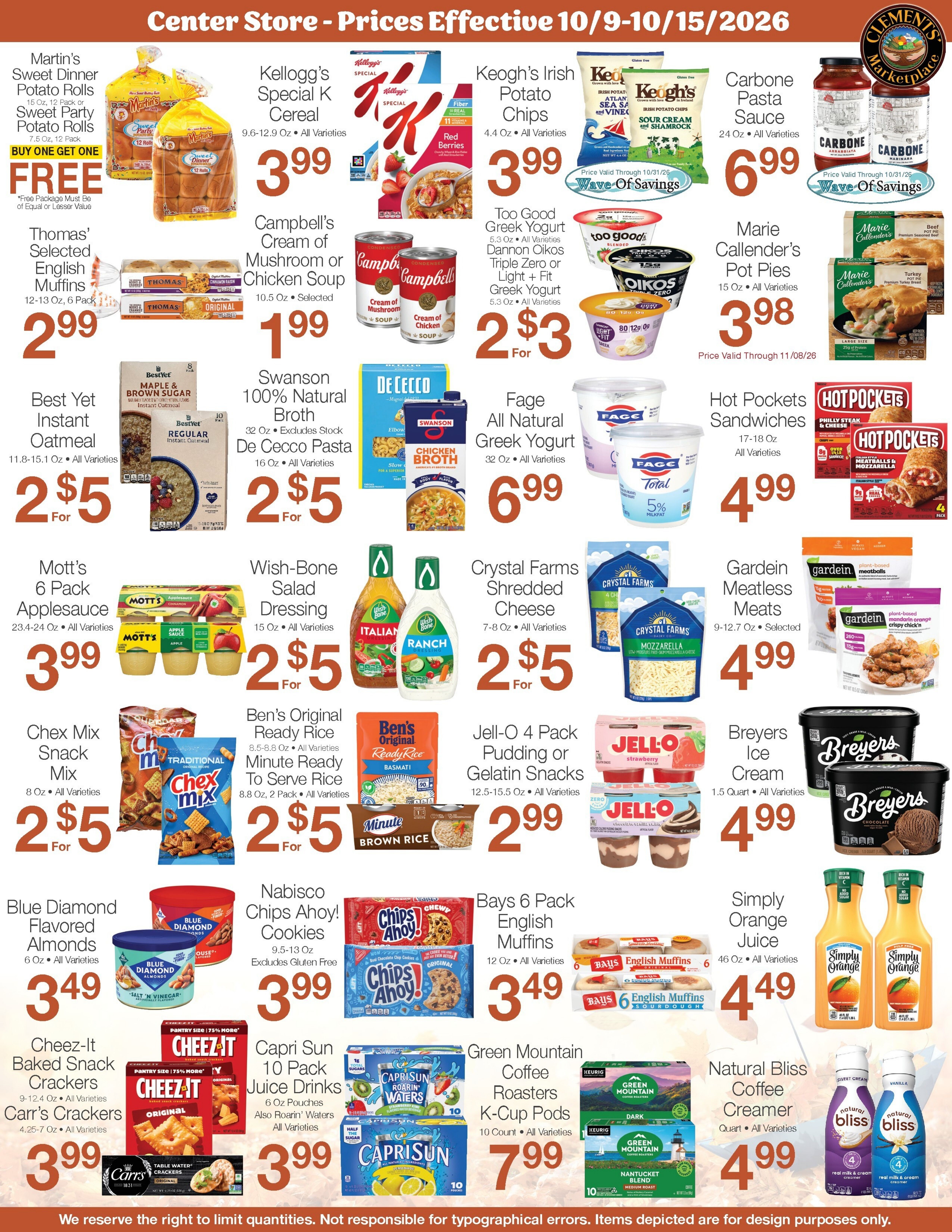 Clements' Marketplace (Plymouth, MA) Weekly Ad October 9 - 15, 2026
