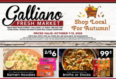 Galliano Fresh Market Weekly Ad October 7 - 13, 2026