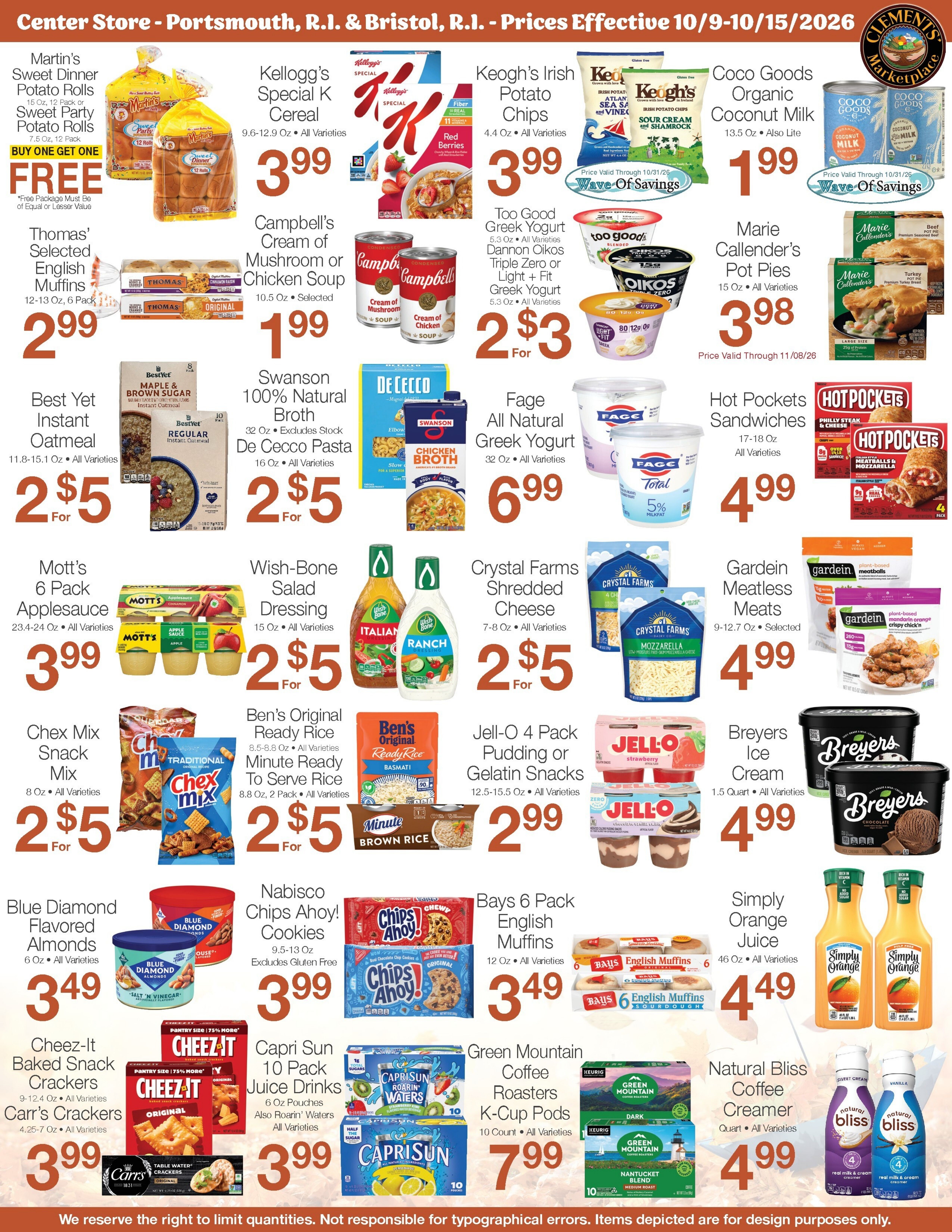 Clements' Marketplace (Rhode Island) Weekly Ad October 9 - 15, 2026