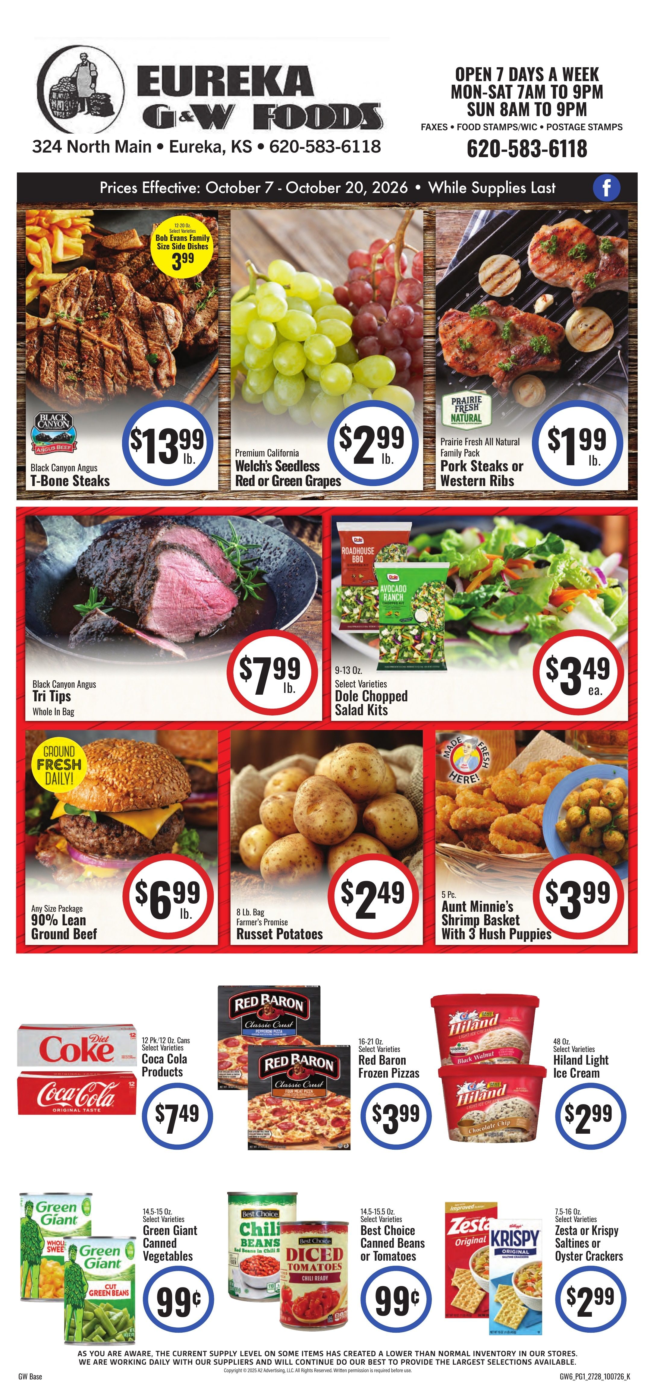 G&W Foods (Eureka, KS) Weekly Ad October 7 - 20, 2026