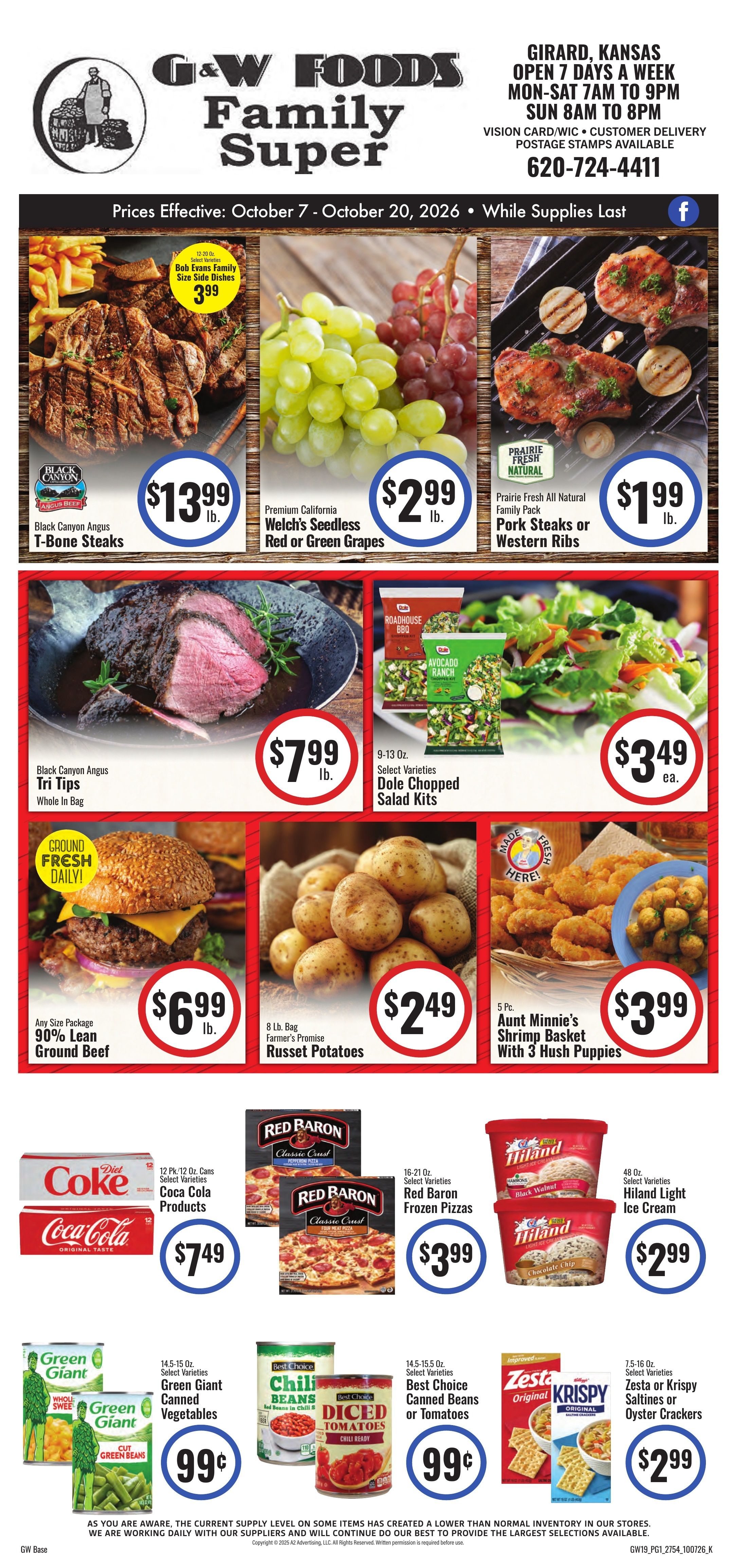 G&W Foods (Girard, KS) Weekly Ad October 7 - 20, 2026