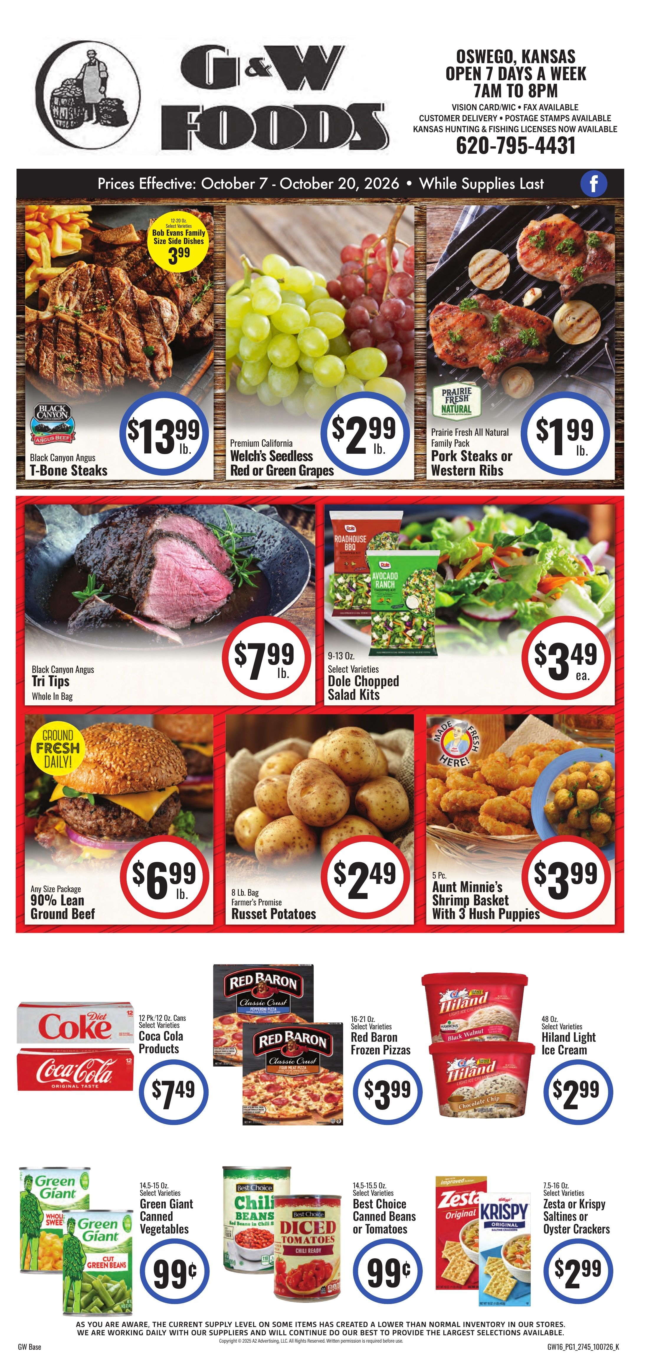 G&W Foods (Oswego, KS) Weekly Ad October 7 - 20, 2026