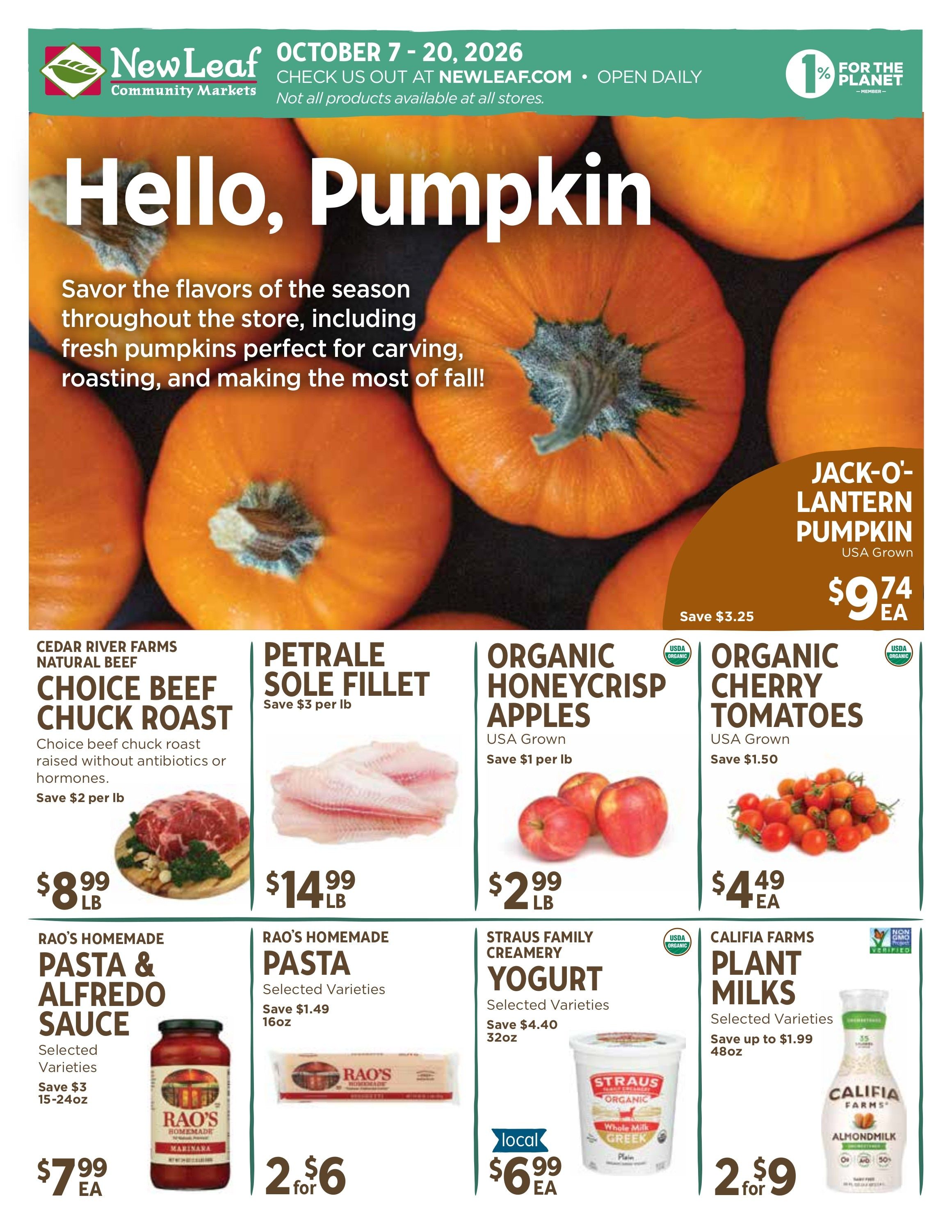 New Leaf Community Markets Weekly Ad October 14 - 20, 2026