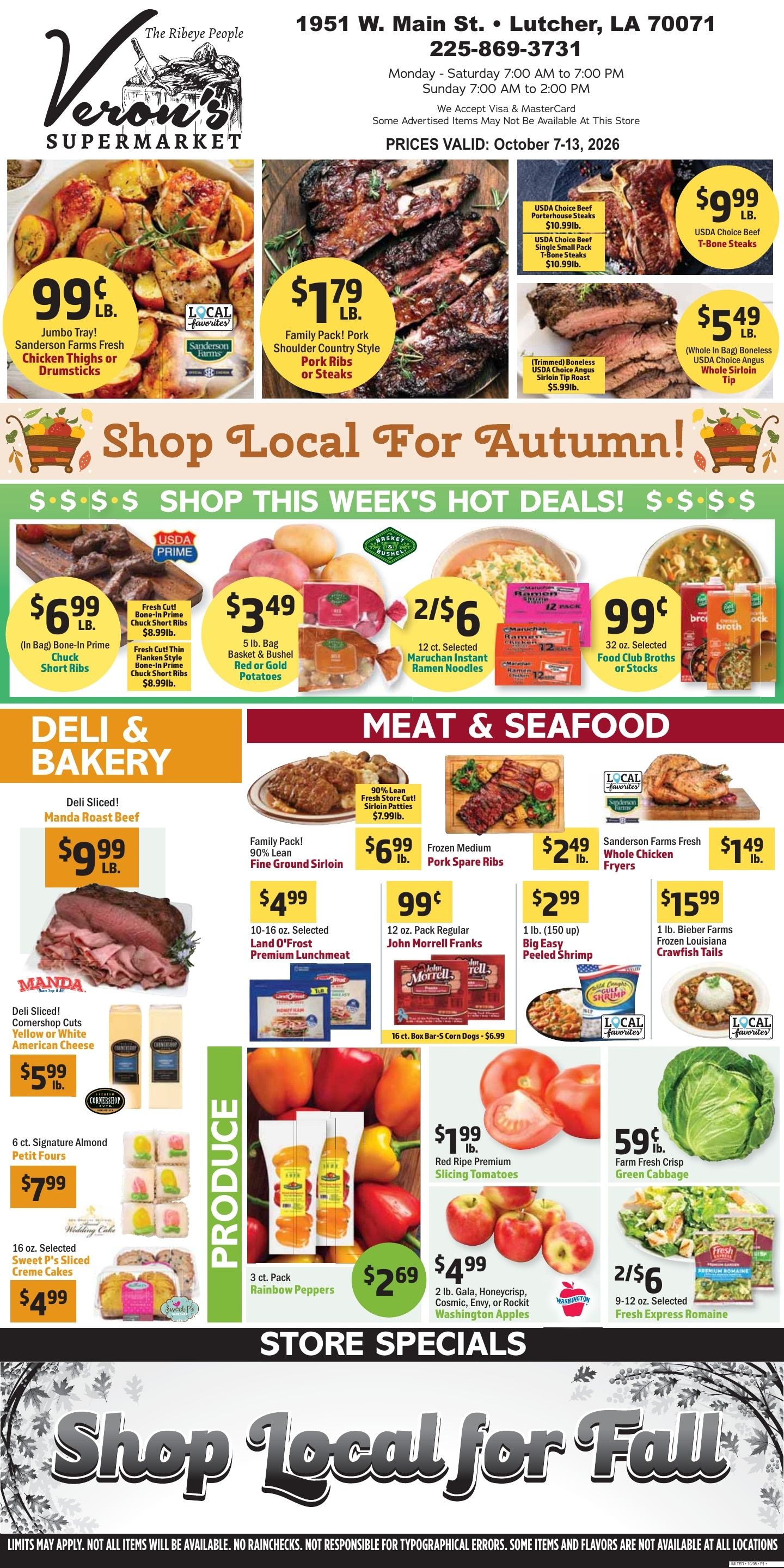 Veron's Supermarket Weekly Ad October 7 - 13, 2026