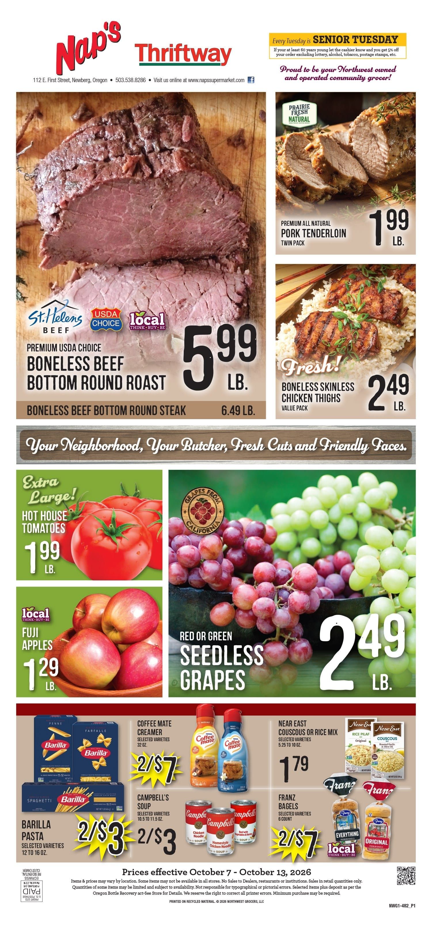 Nap's Thriftway Weekly Ad October 7 - 13, 2026