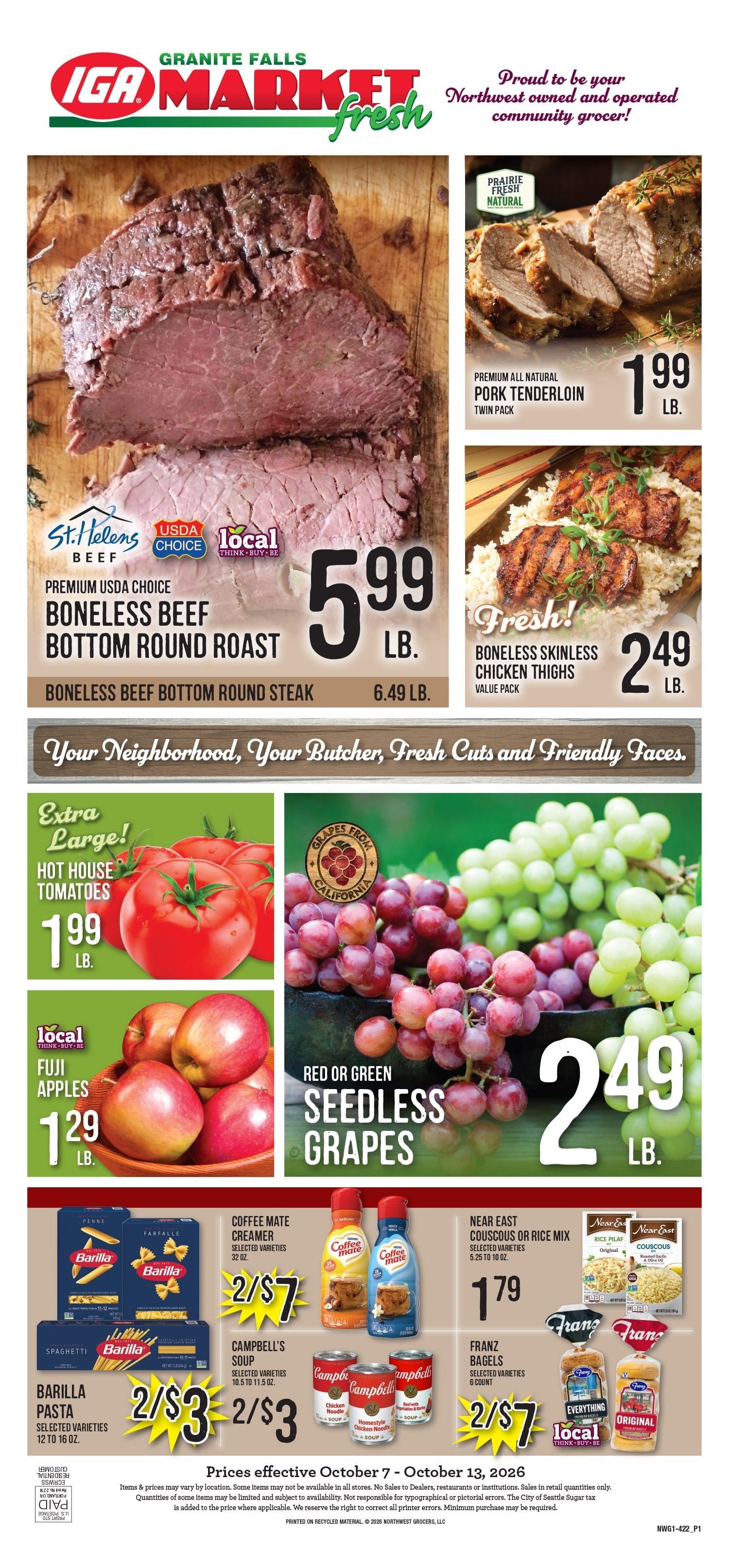 Granite Falls IGA Weekly Ad October 7 - 13, 2026