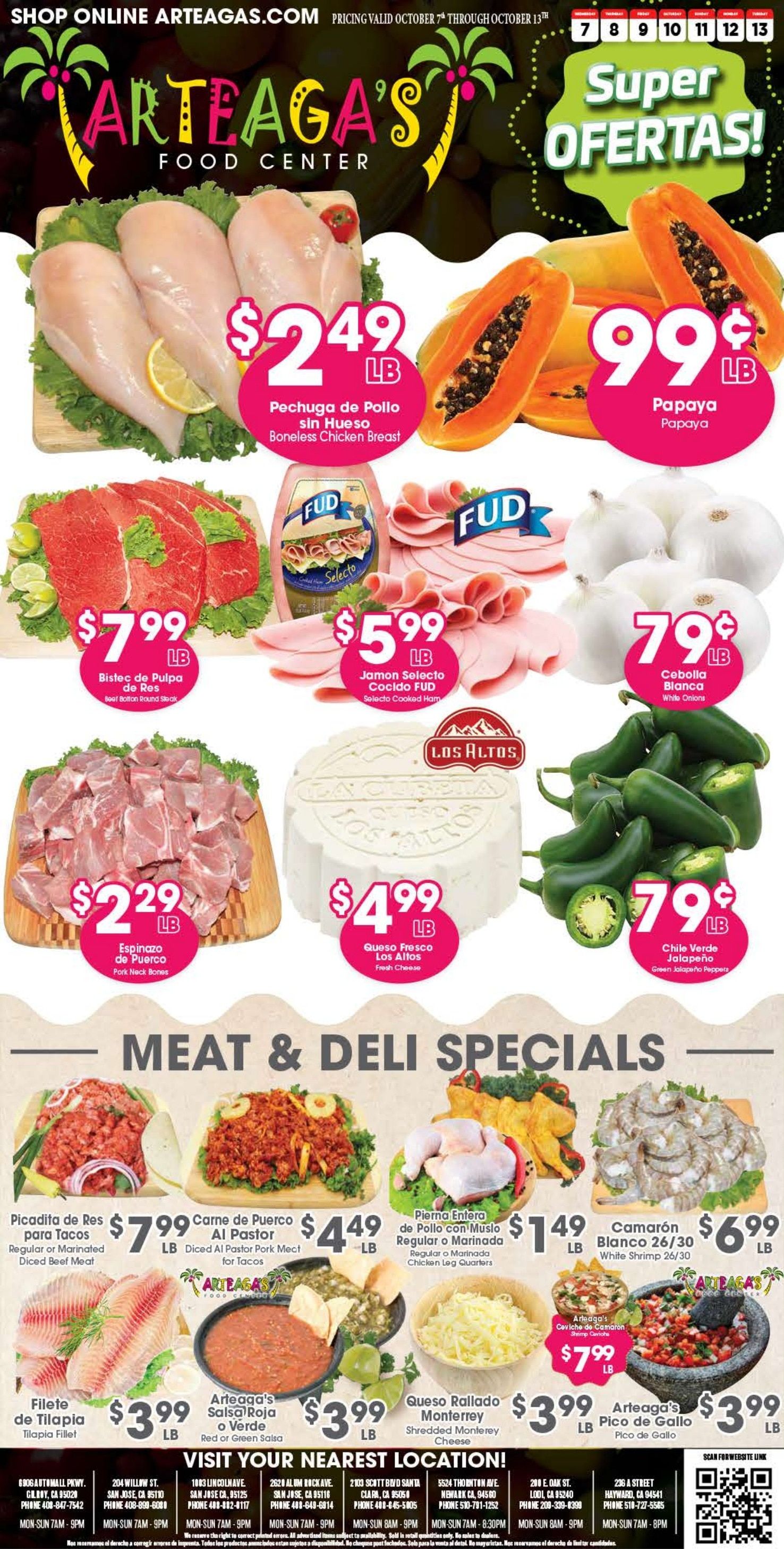 Arteaga's Food Center Weekly Ad October 7 - 13, 2026