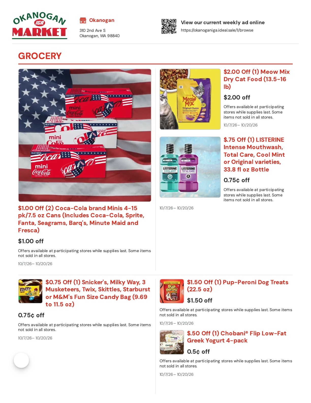 Okanogan Market IGA Weekly Ad October 7 - 20, 2026
