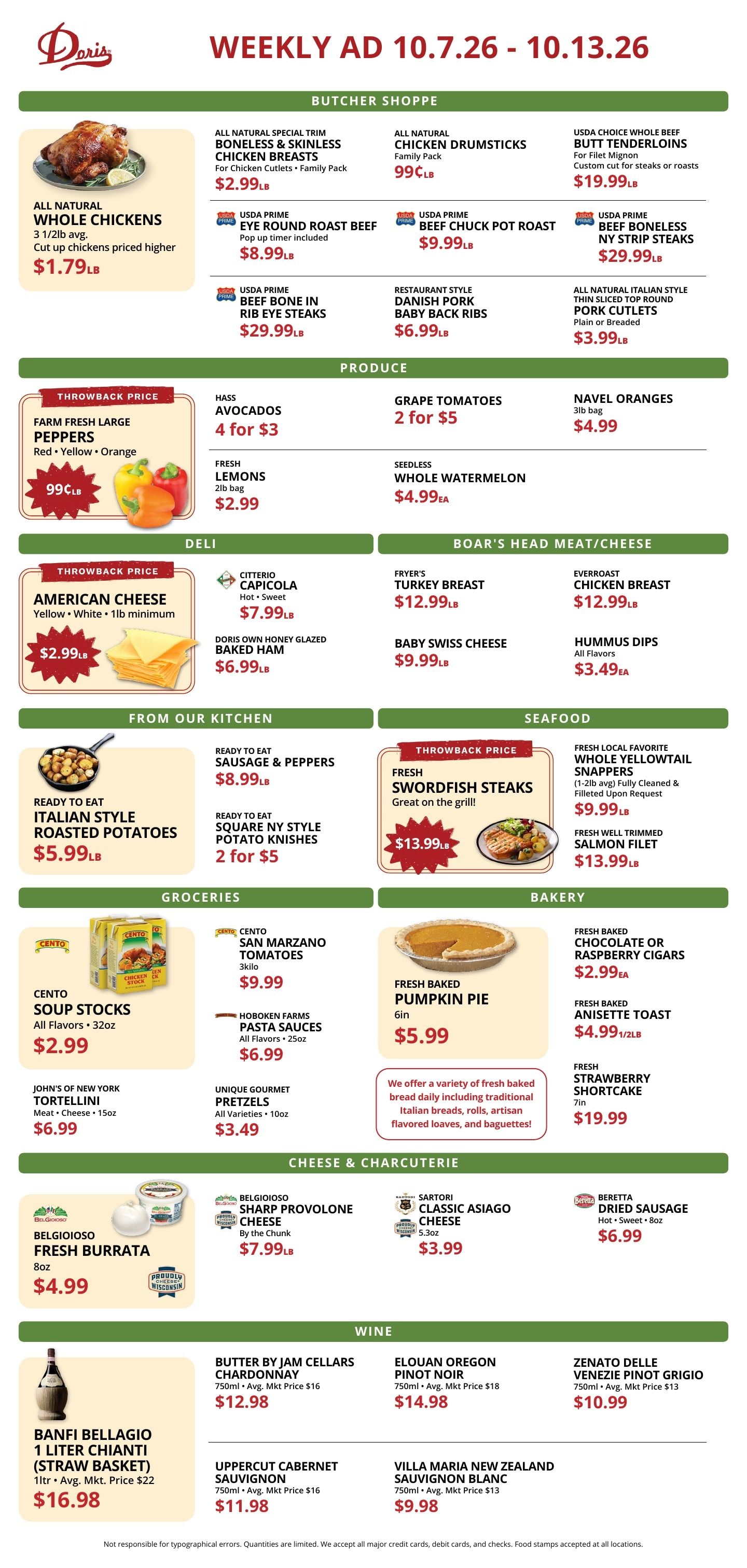 Doris Italian Market Weekly Ad October 7 - 13, 2026