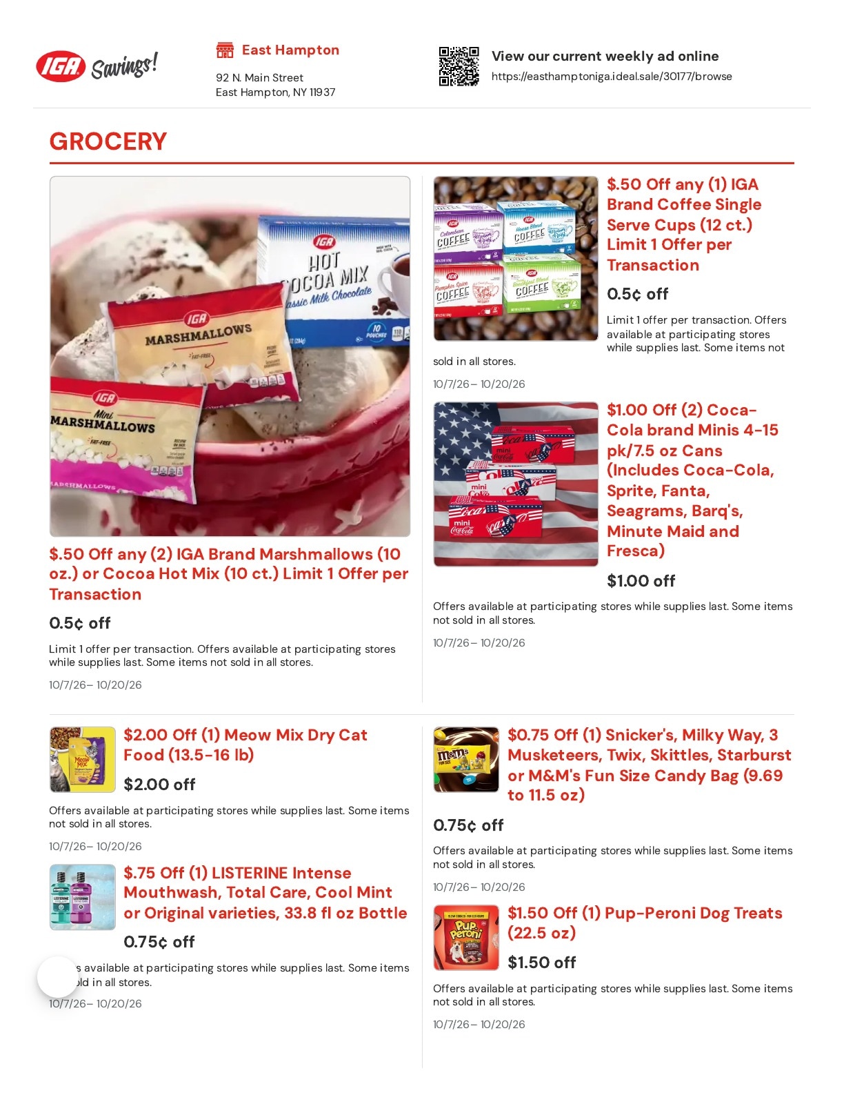 East Hampton IGA Weekly Ad October 7 - 20, 2026