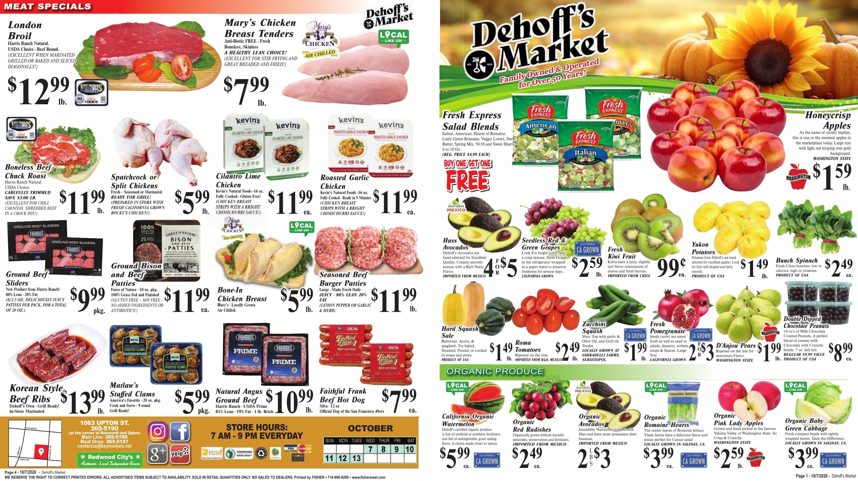 Dehoff's Key Markets (Redwood City Area, CA) Weekly Ad October 7 - 13, 2026