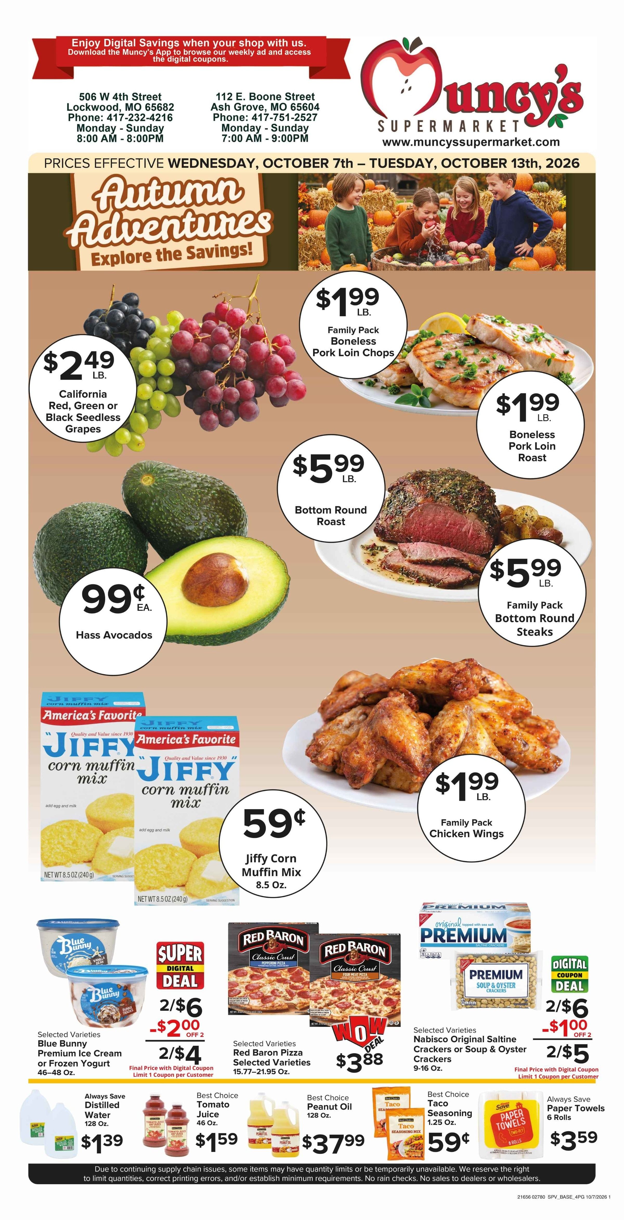 Muncy's Supermarket Autumn Adventures - Explore the Savings Weekly Ad October 7 - 13, 2026