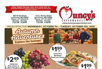 Muncy's Supermarket Autumn Adventures - Explore the Savings Weekly Ad October 7 - 13, 2026