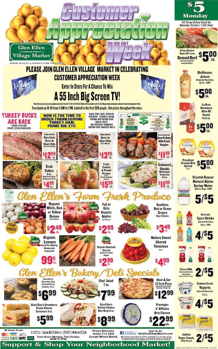 Glen Ellen Village Market Weekly Ad October 7 - 13, 2026