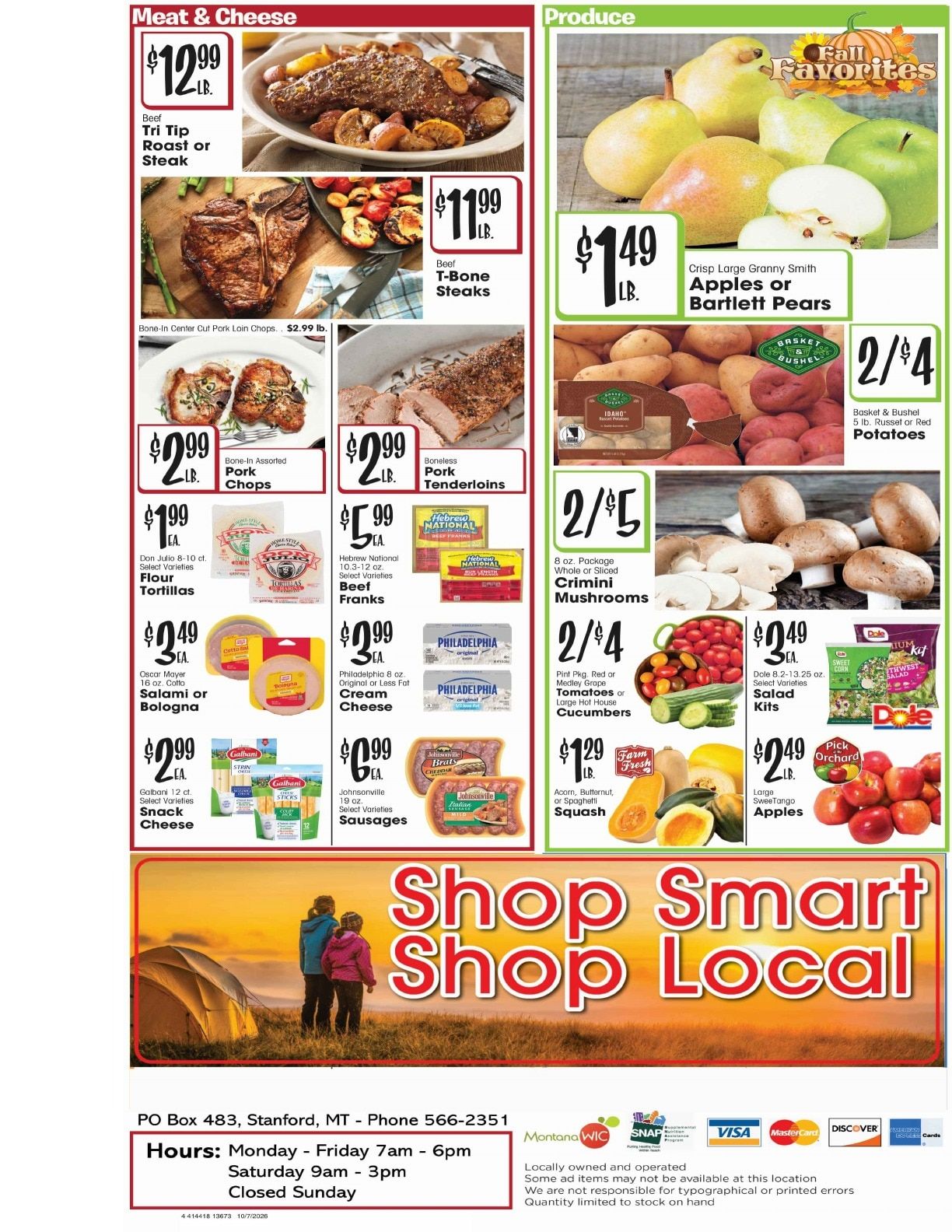 D's Supermarket (Stanford, MT) Weekly Ad October 7 - 13, 2026