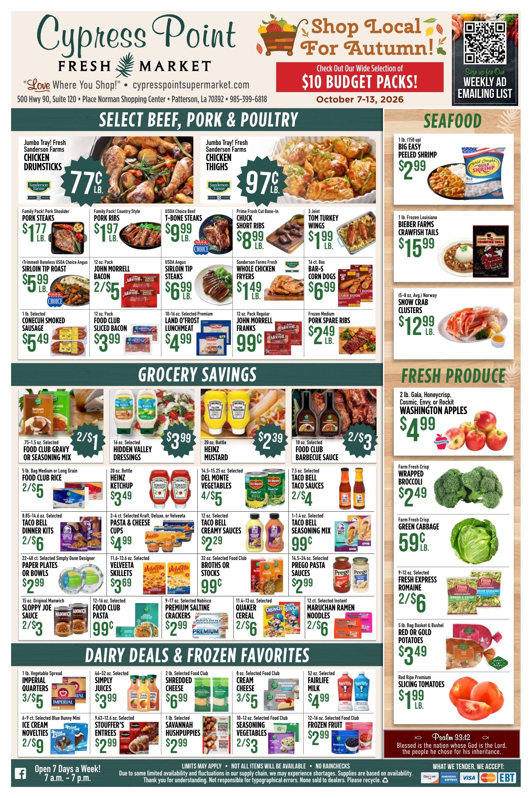 Cypress Point Fresh Market Weekly Ad October 7 - 13, 2026