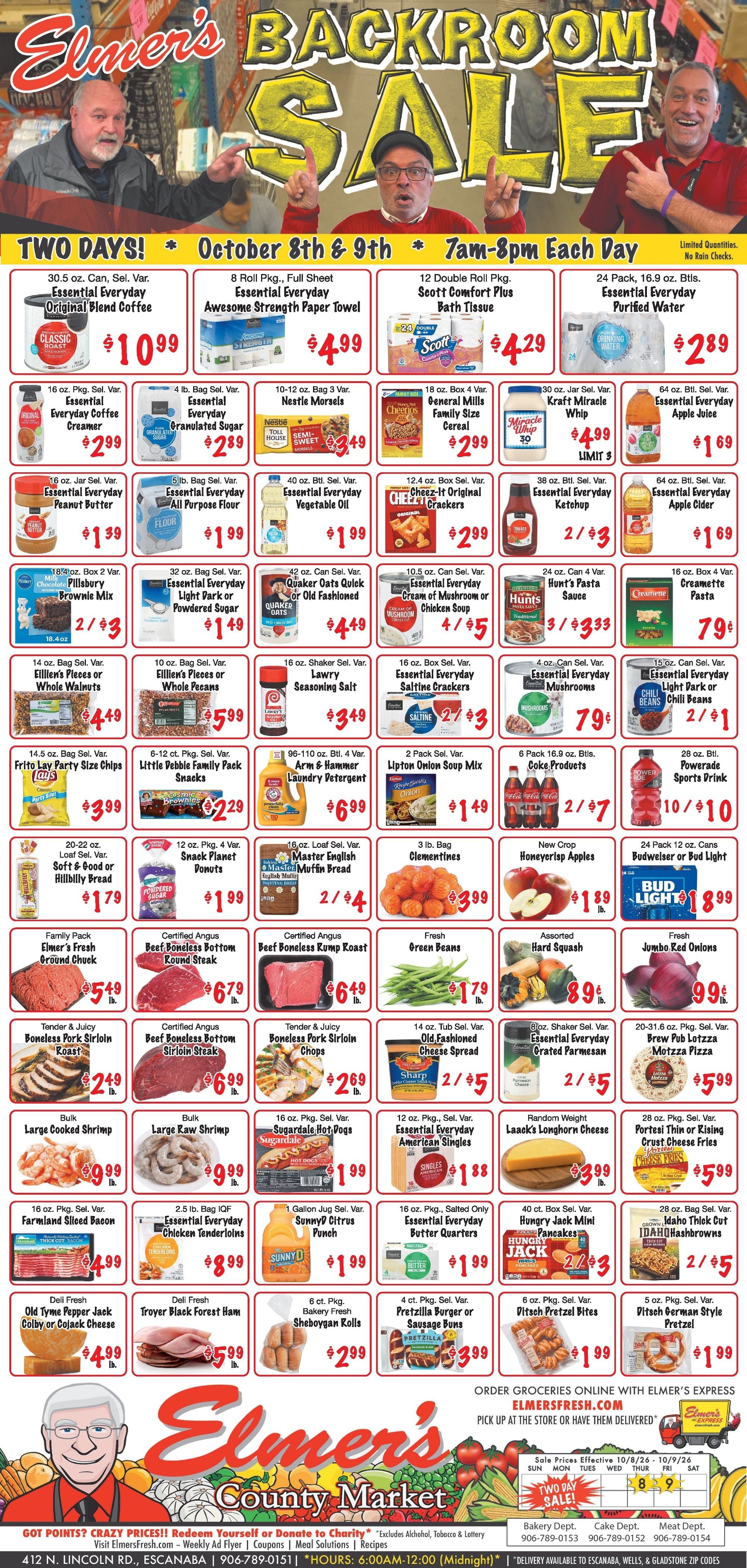 Elmer's County Market (412 N. Lincoln Rd., Escanaba, MI) Newspaper Weekly Ad October 7 - 9, 2026