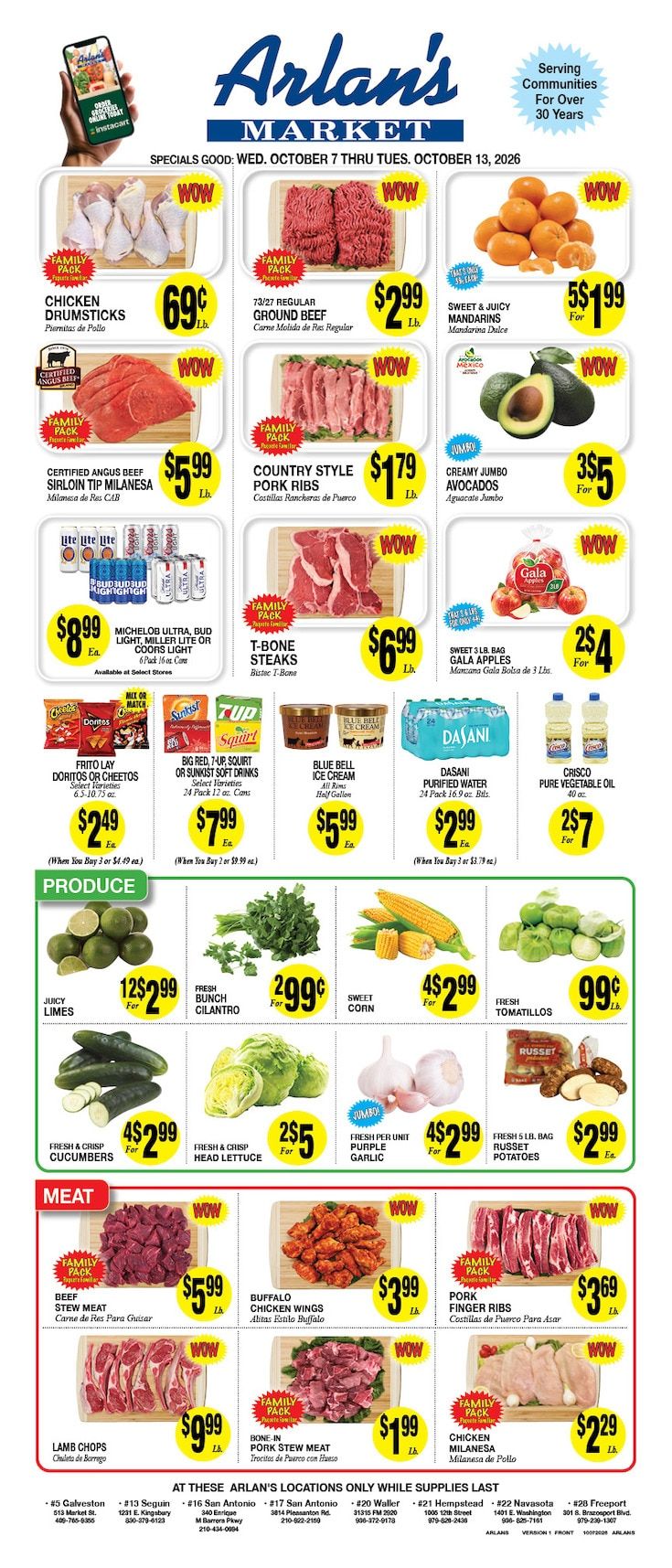 Arlan's Market (Freeport and other locations, TX) Weekly Ad October 7 - 13, 2026
