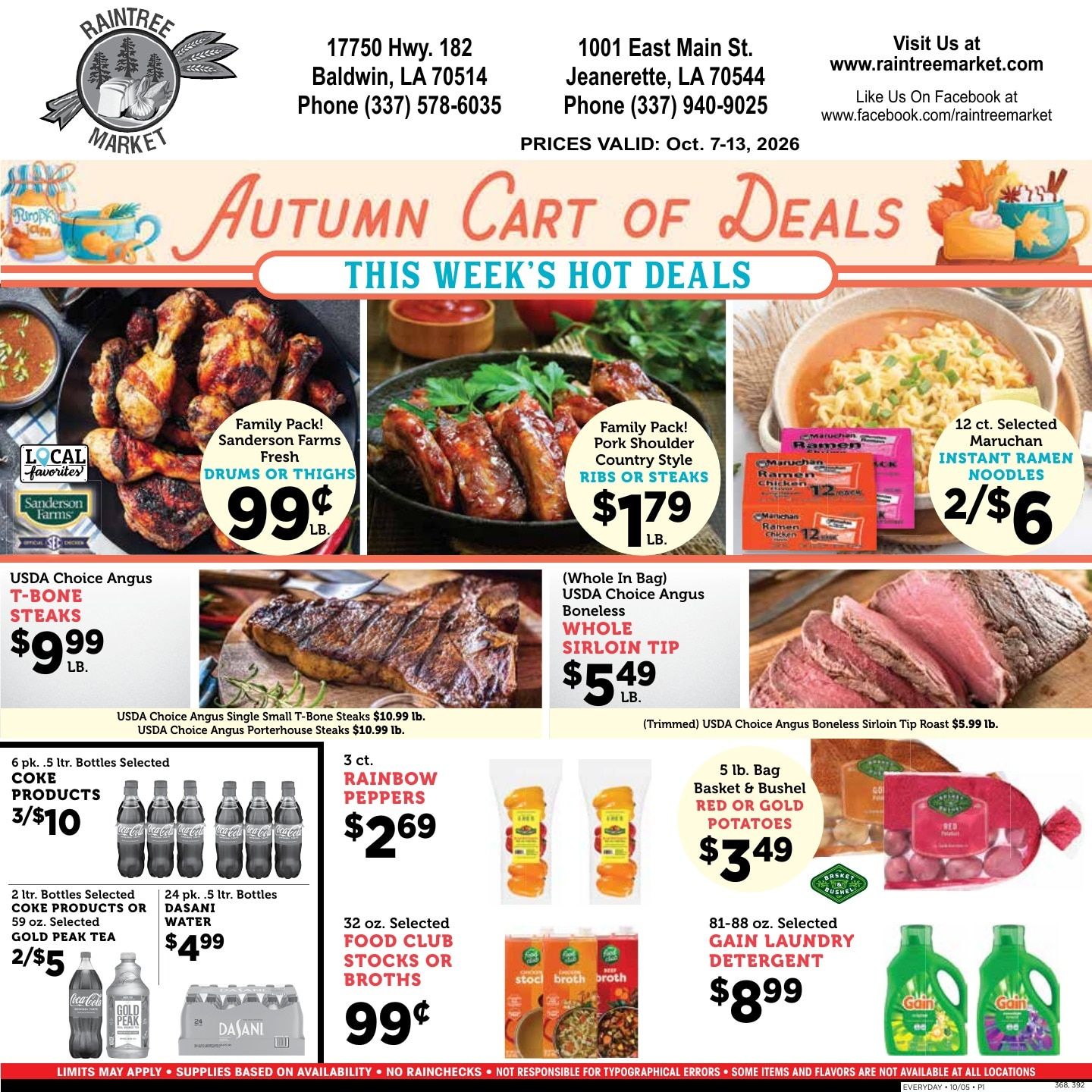 Raintree Market (Baldwin and Jeanerette, LA) Weekly Ad October 7 - 13, 2026
