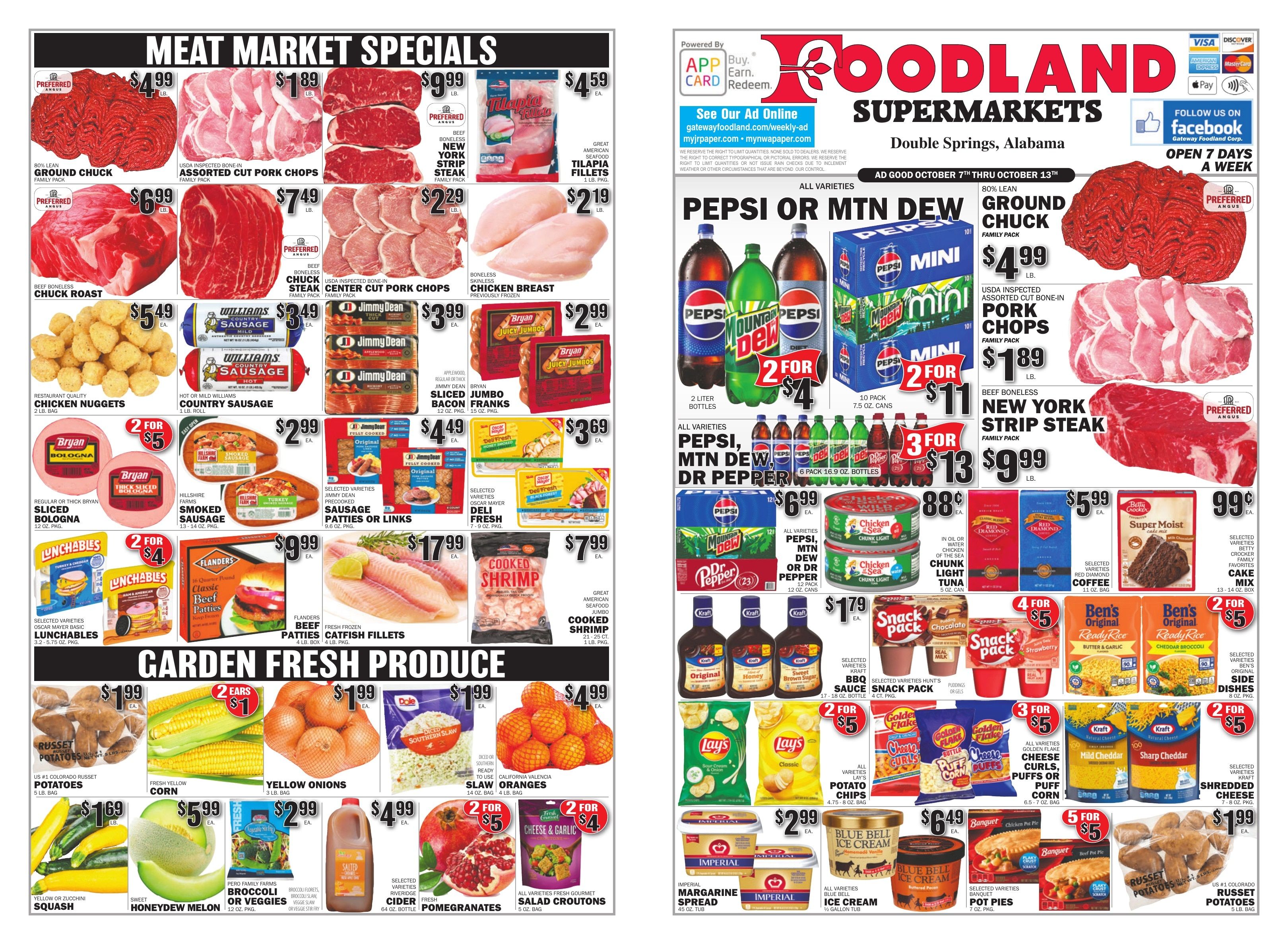 Gateway Foodland (Double Springs, AL) Weekly Ad October 7 - 13, 2026