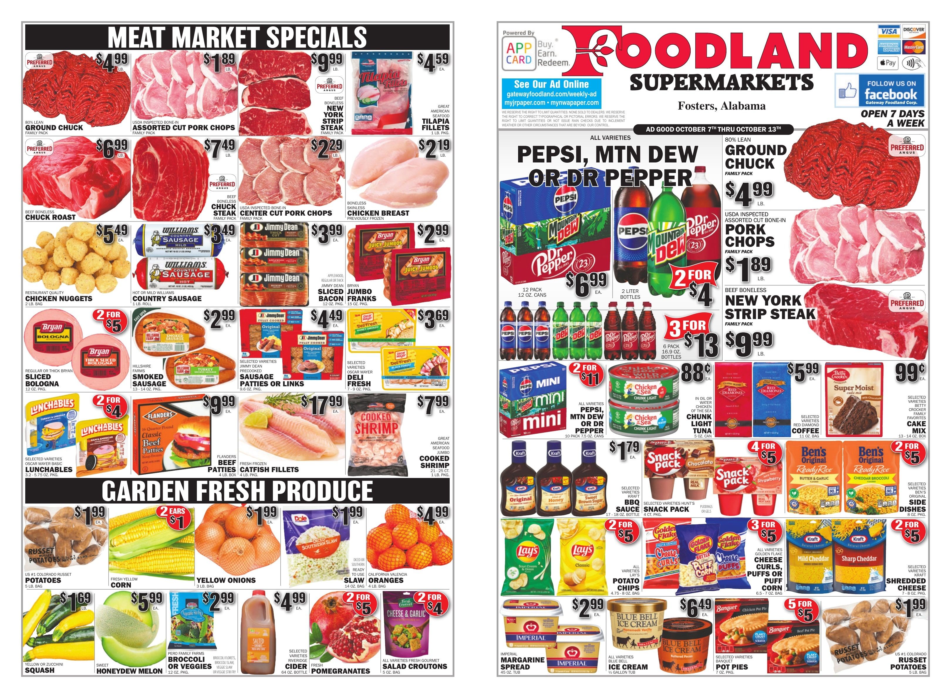 Gateway Foodland (Fosters, AL) Weekly Ad October 7 - 13, 2026