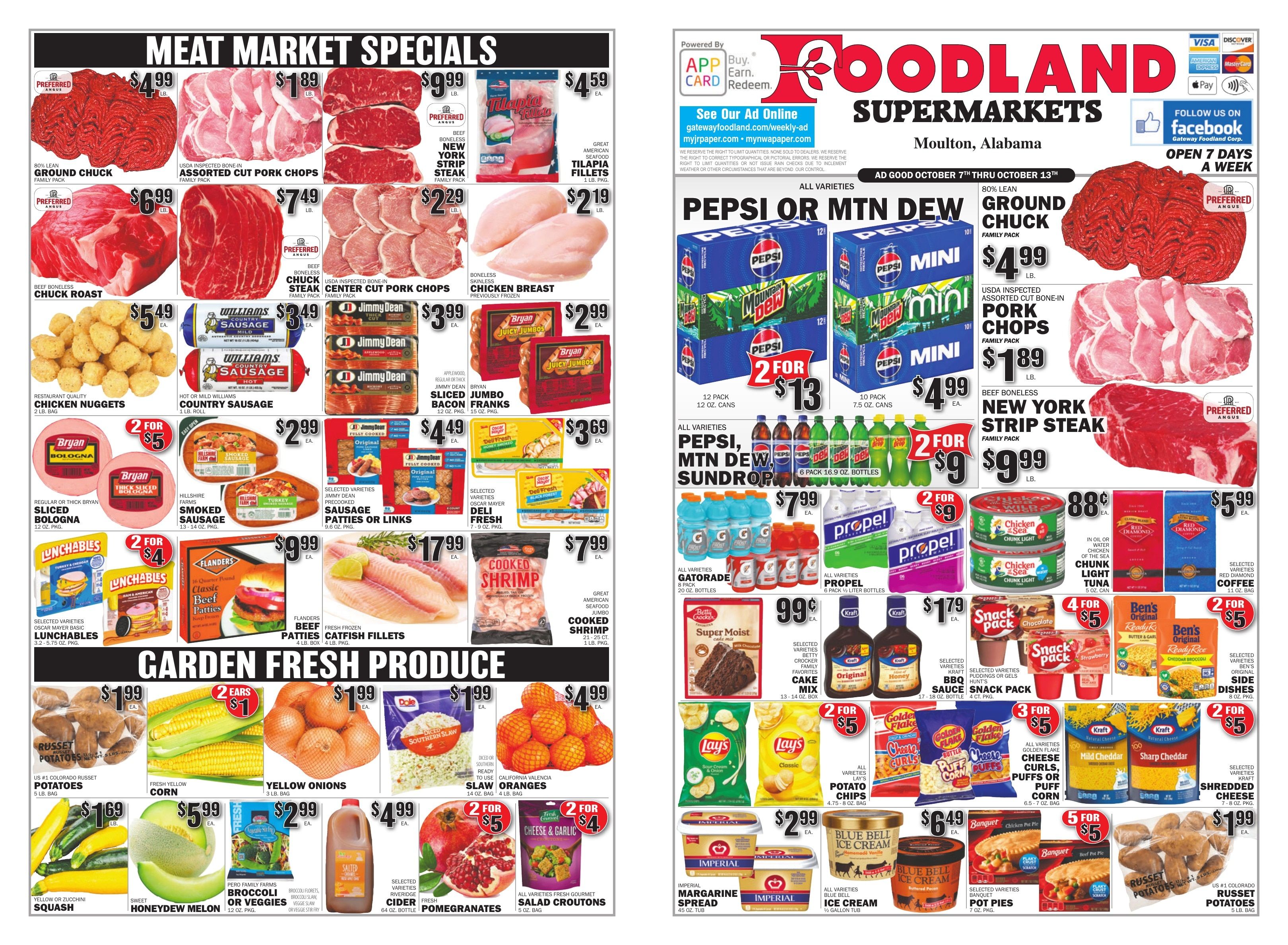 Gateway Foodland (Moulton, AL) Weekly Ad October 7 - 13, 2026