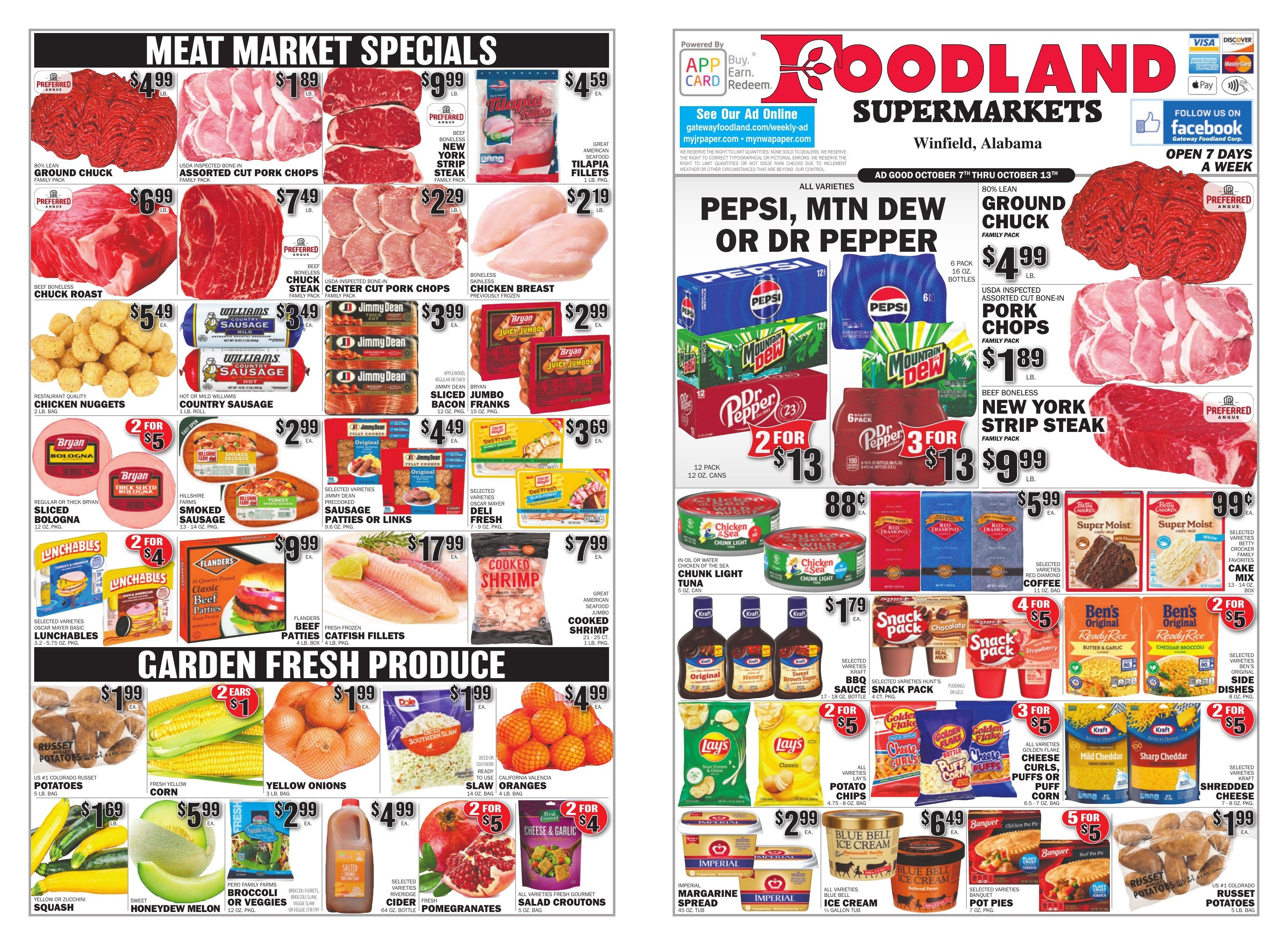 Gateway Foodland (Winfield, AL) Weekly Ad October 7 - 13, 2026