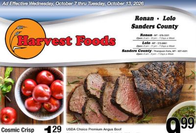 Harvest Foods (De Borgia Area, MT) Weekly Ad October 7 - 13, 2026