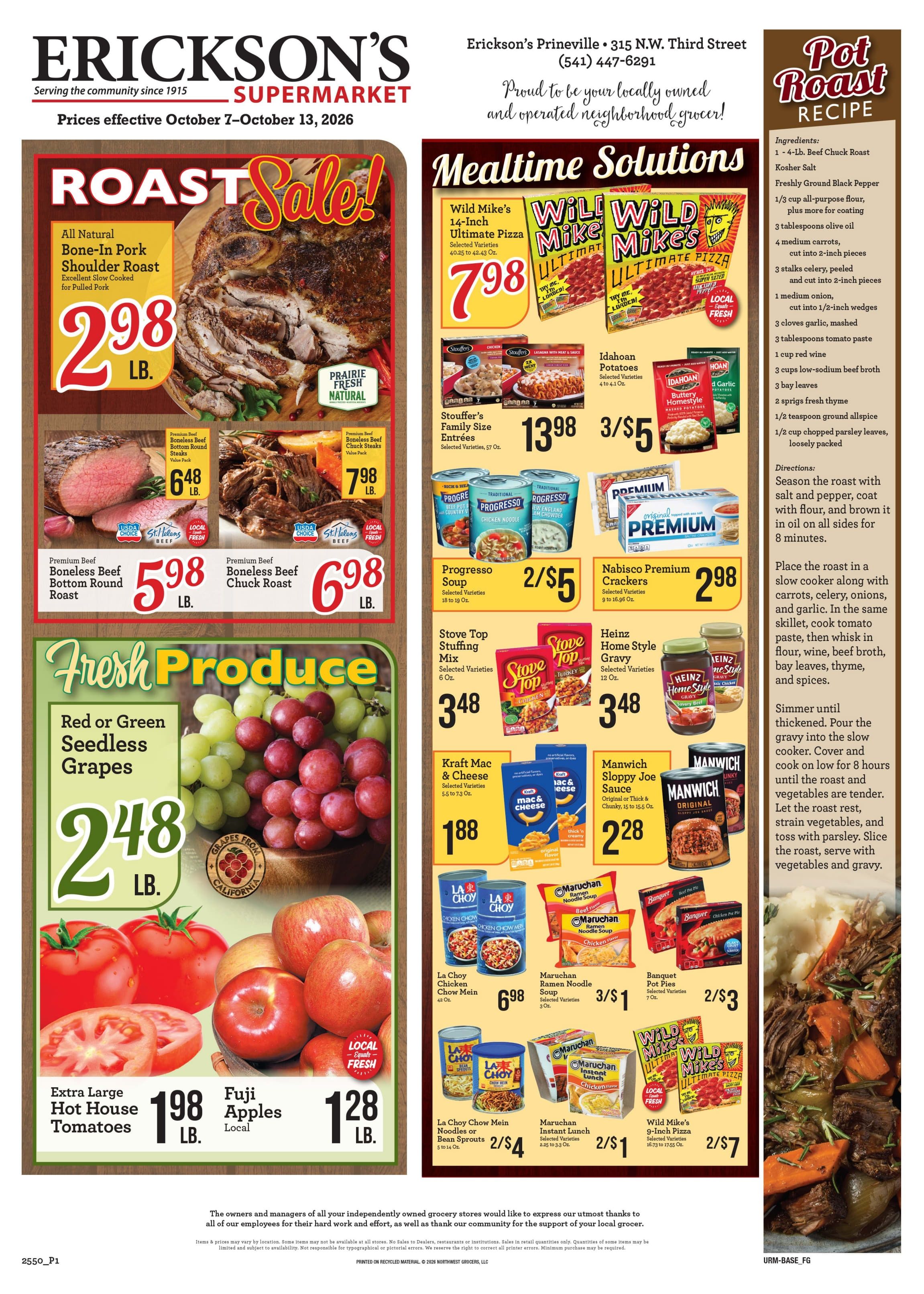 Erickson's Thriftway Weekly Ad October 7 - 13, 2026