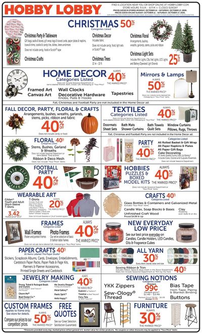 Hobby Lobby Weekly Ad October 11 - 17, 2026