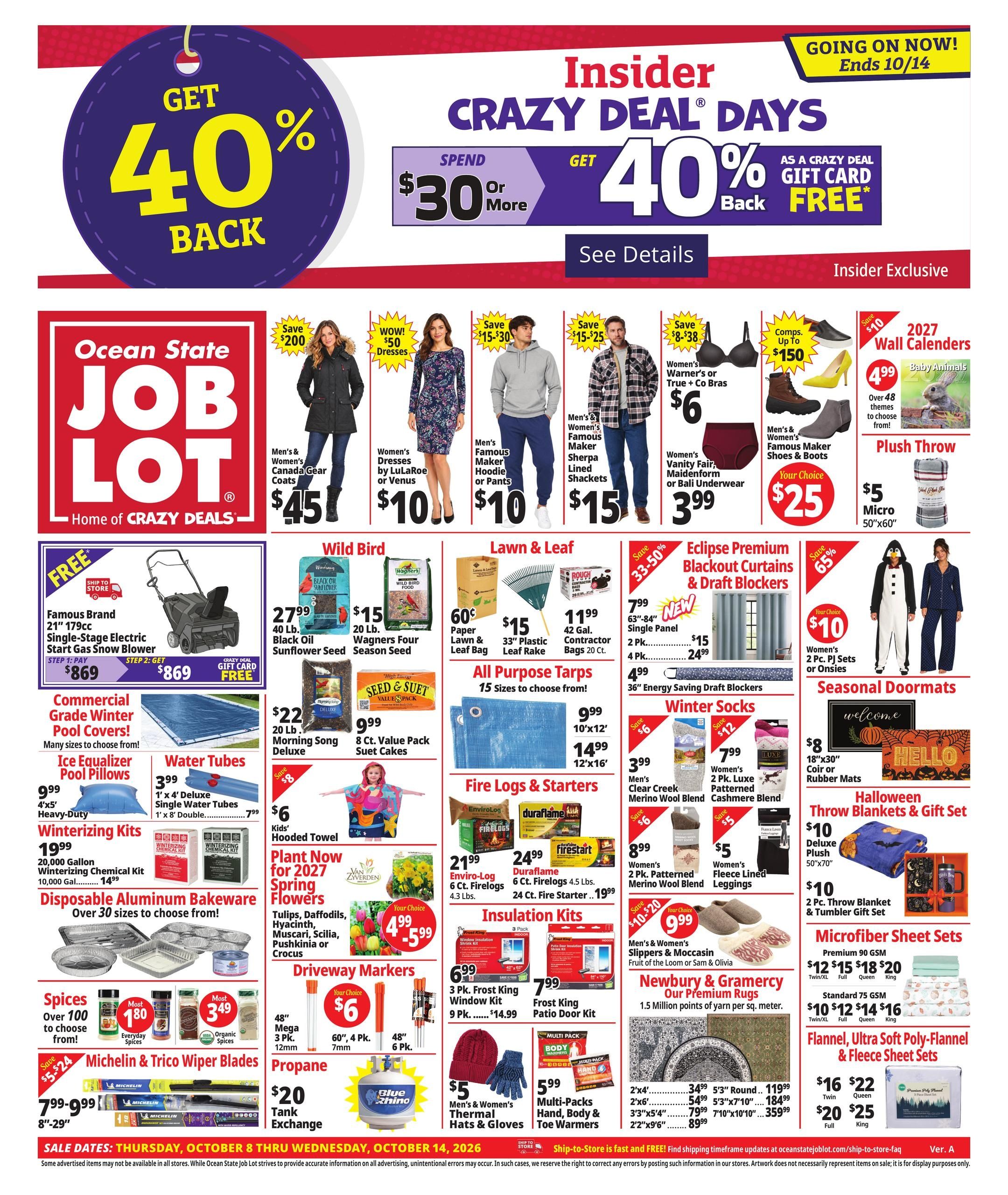 Ocean State Job Lot (Bridgeport Area, CT) Weekly Ad October 8 - 14, 2026