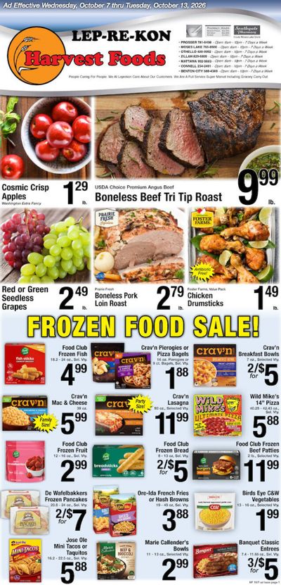 Harvest Foods (Wapato Area, WA) Weekly Ad October 7 - 13, 2026