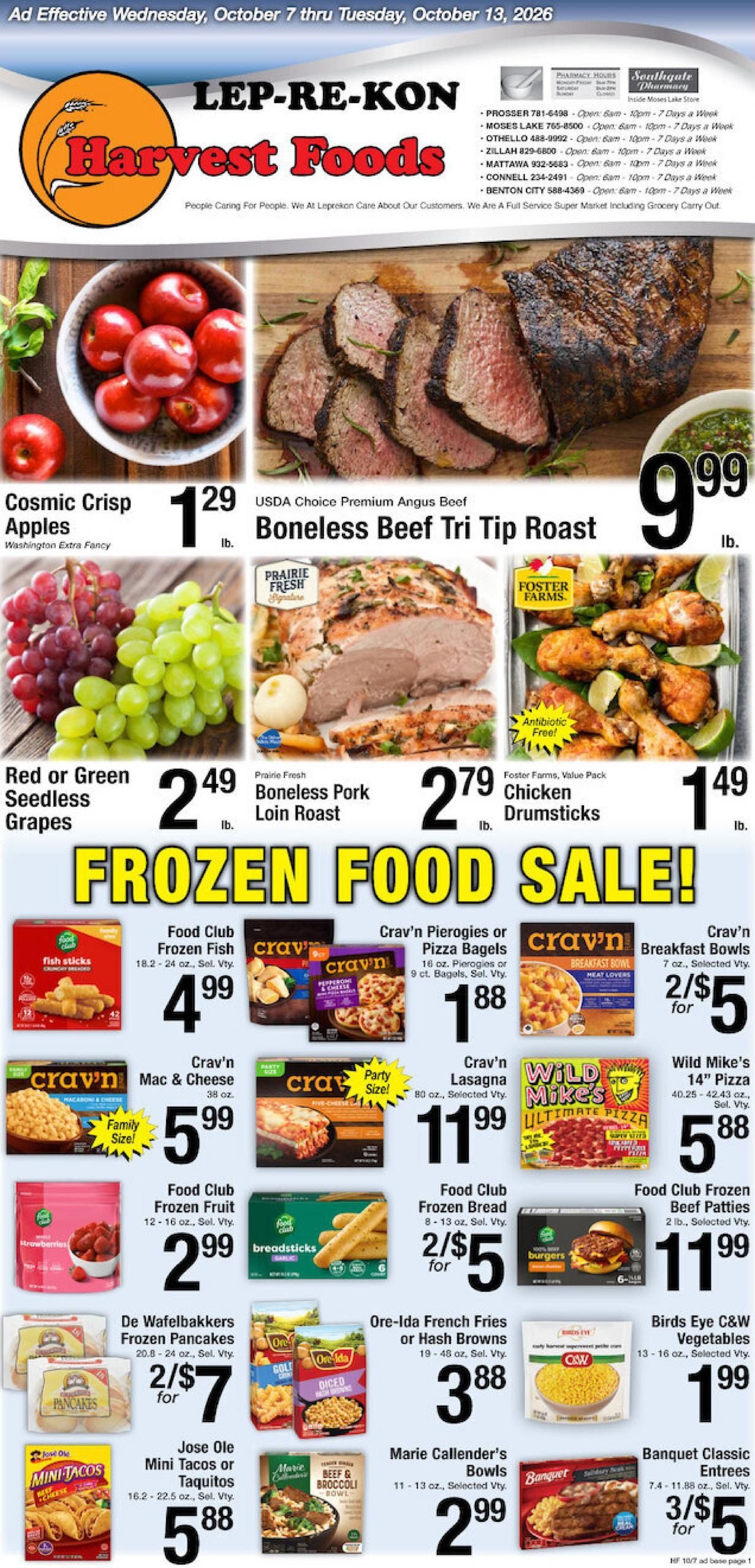 Harvest Foods (Wapato Area, WA) Weekly Ad October 7 - 13, 2026