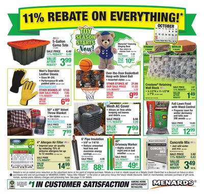 Menards (Manila Area, AR) 11% Rebate Sale Weekly Ad October 7 - 18, 2026