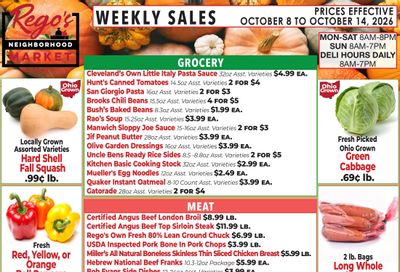 Rego's Neighborhood Market Weekly Ad October 8 - 14, 2026