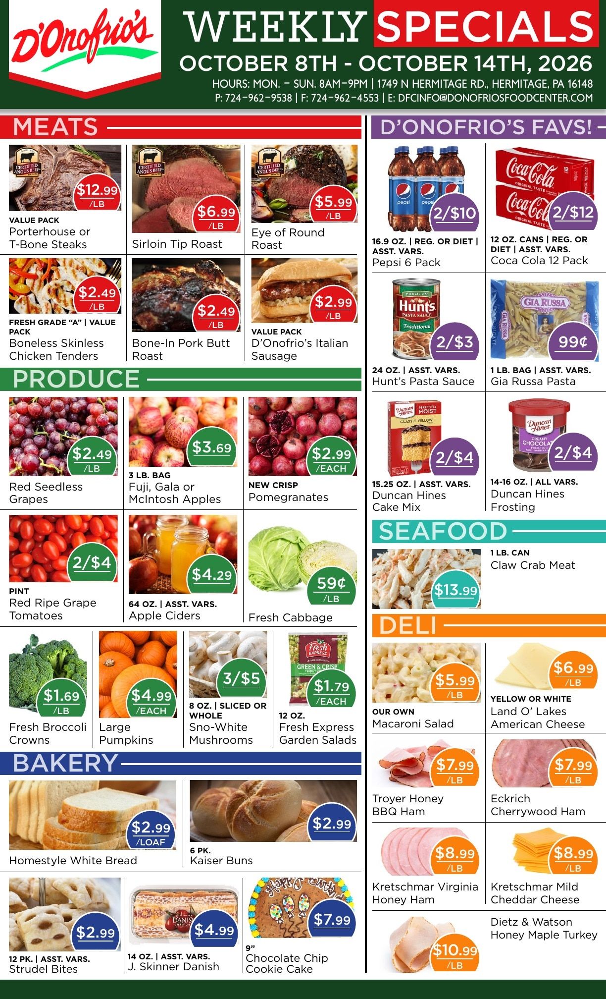 D'Onofrio's Food Center Weekly Ad October 8 - 14, 2026