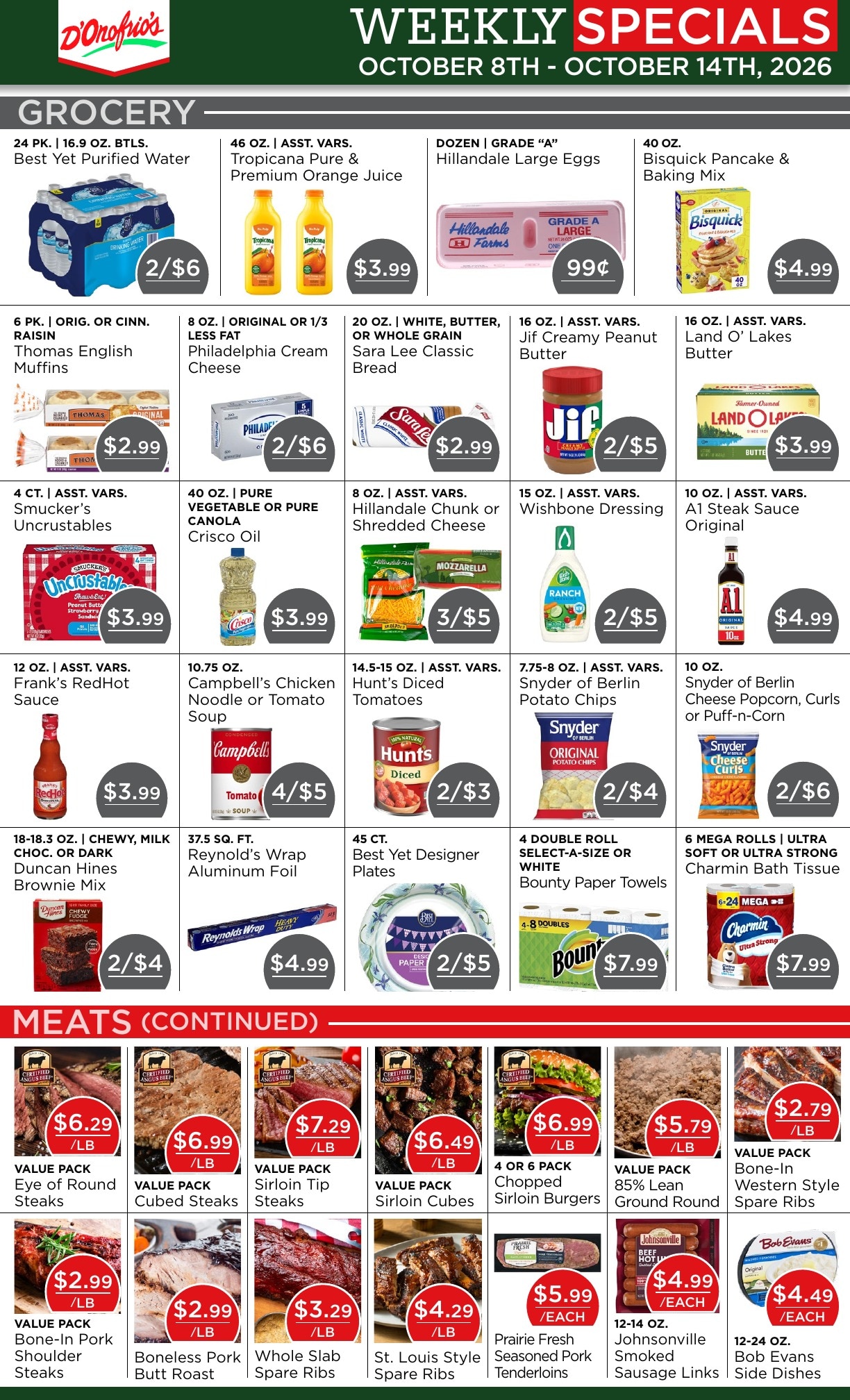 D'Onofrio's Food Center Weekly Ad October 8 - 14, 2026