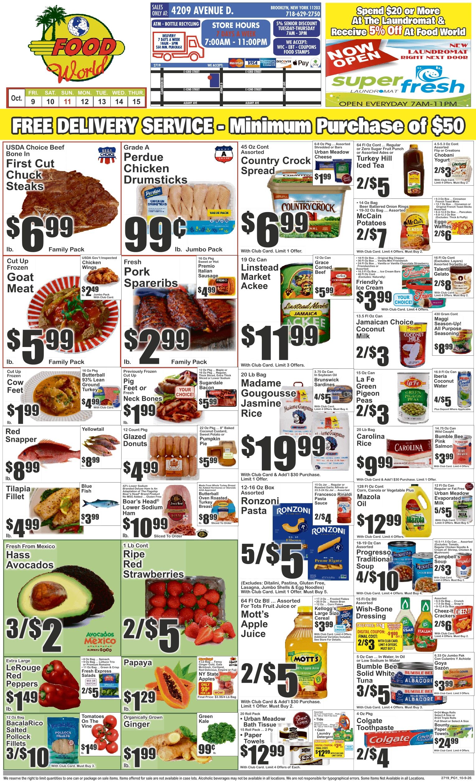Food World Supermarket (4209 Avenue D, Brooklyn, NY) Key Food 10/09 - 10/15 Preview Weekly Ad October 9 - 15, 2026