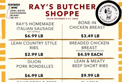 Ray's Butcher Shoppe Weekly Ad October 5 - 11, 2026